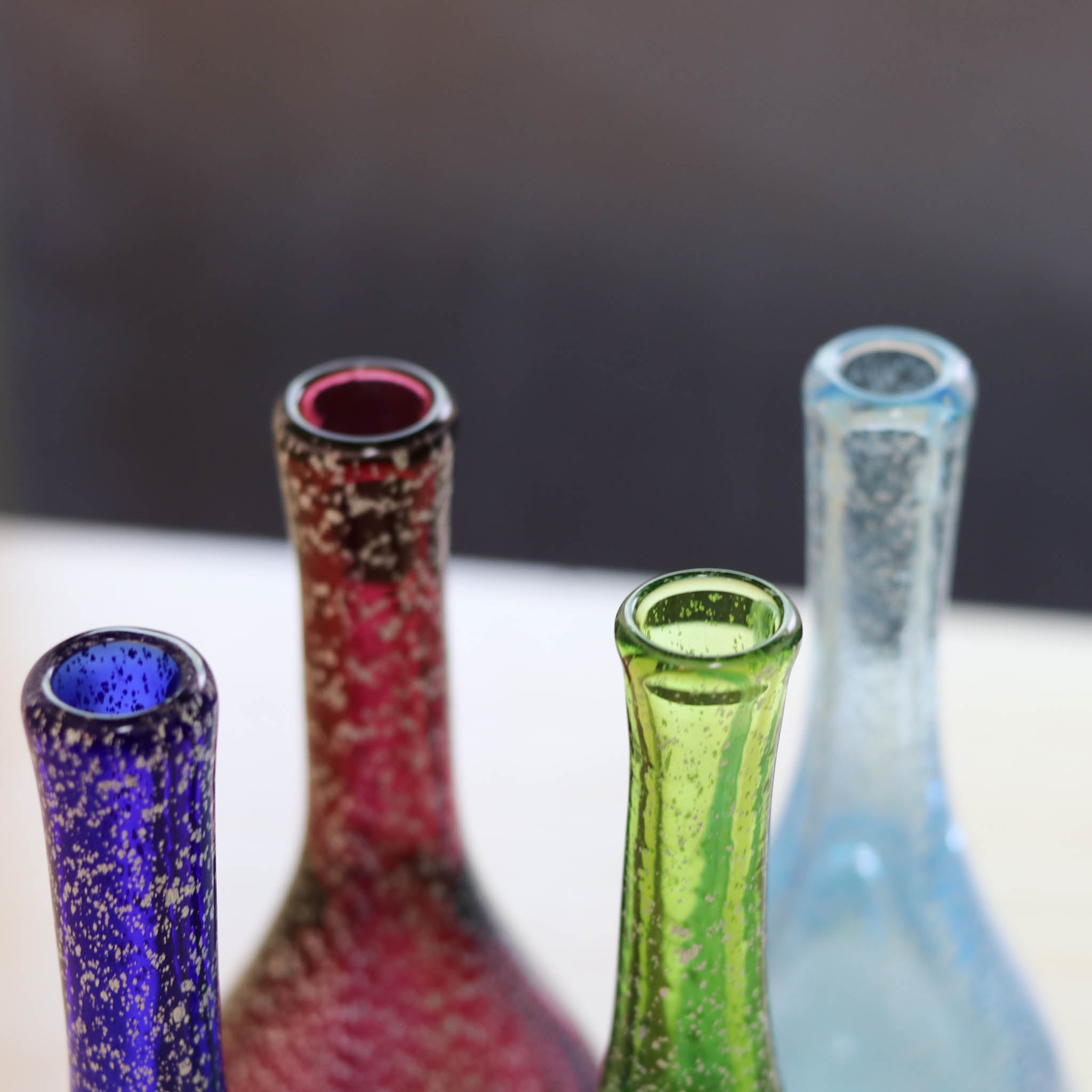 綾ガラス 一輪挿し | 銀彩モール | オーシャンブルー | グラスアート黒木