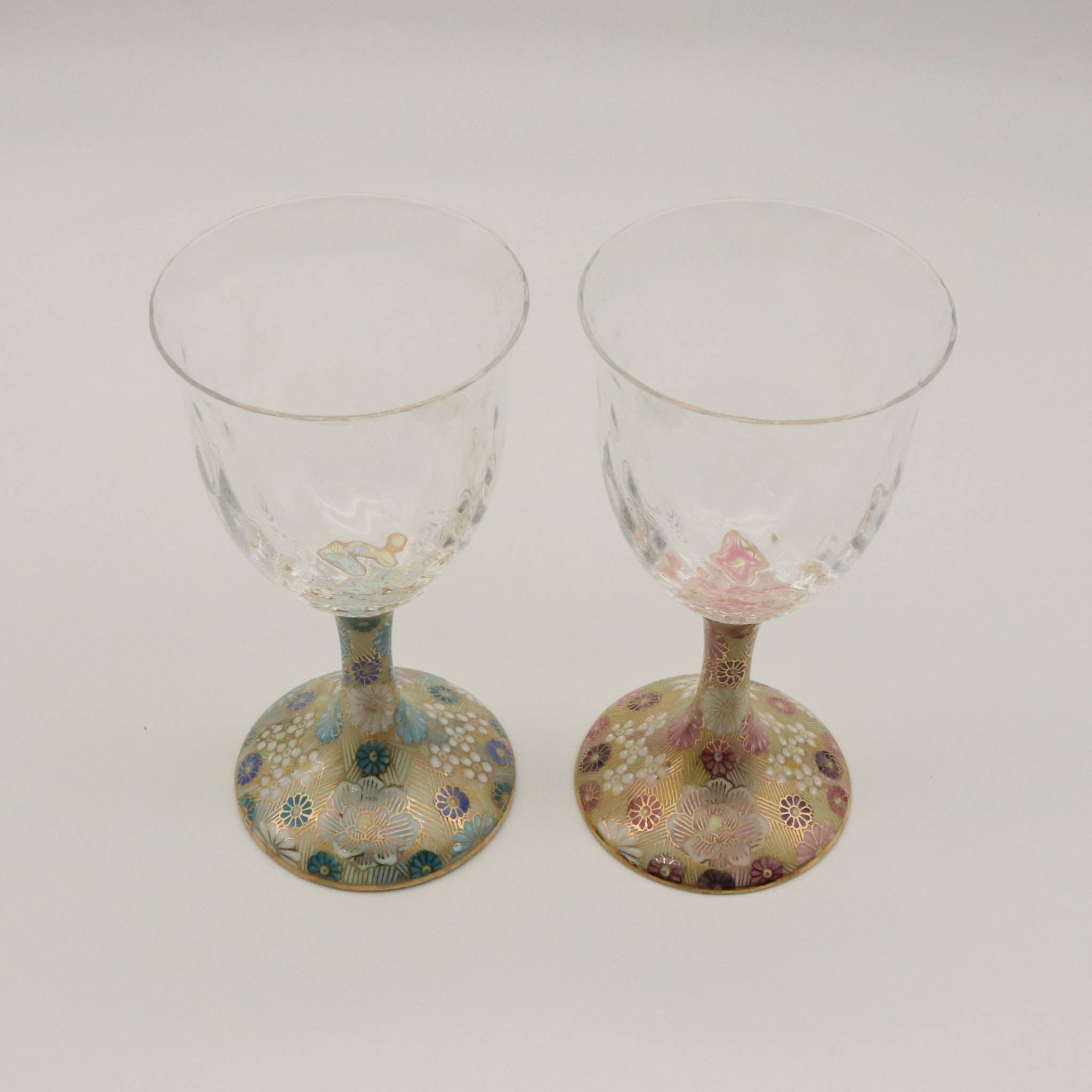 九谷和グラス | ワイン小 ペア | 格子 | 選べるペア3種 | 清峰堂