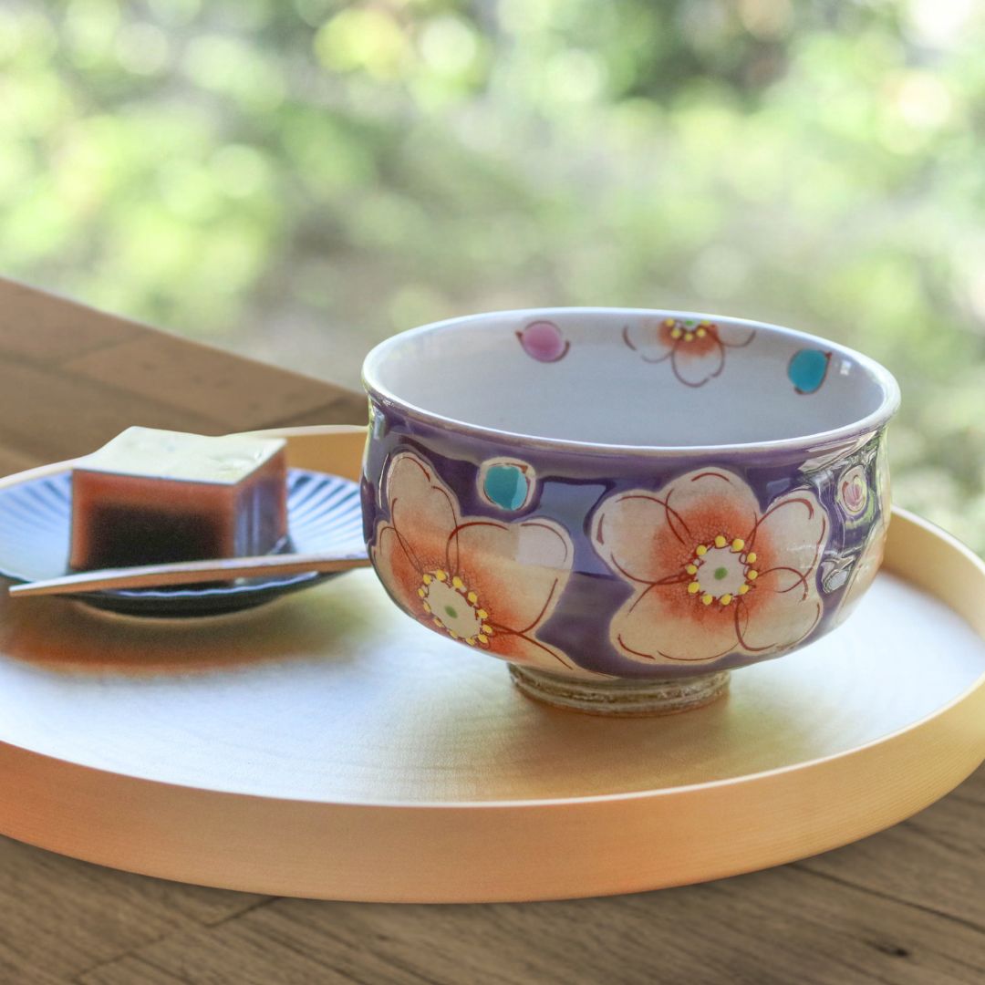 九谷焼 酒器 | 抹茶碗 | バイオレット花うらら | 虚空蔵窯
