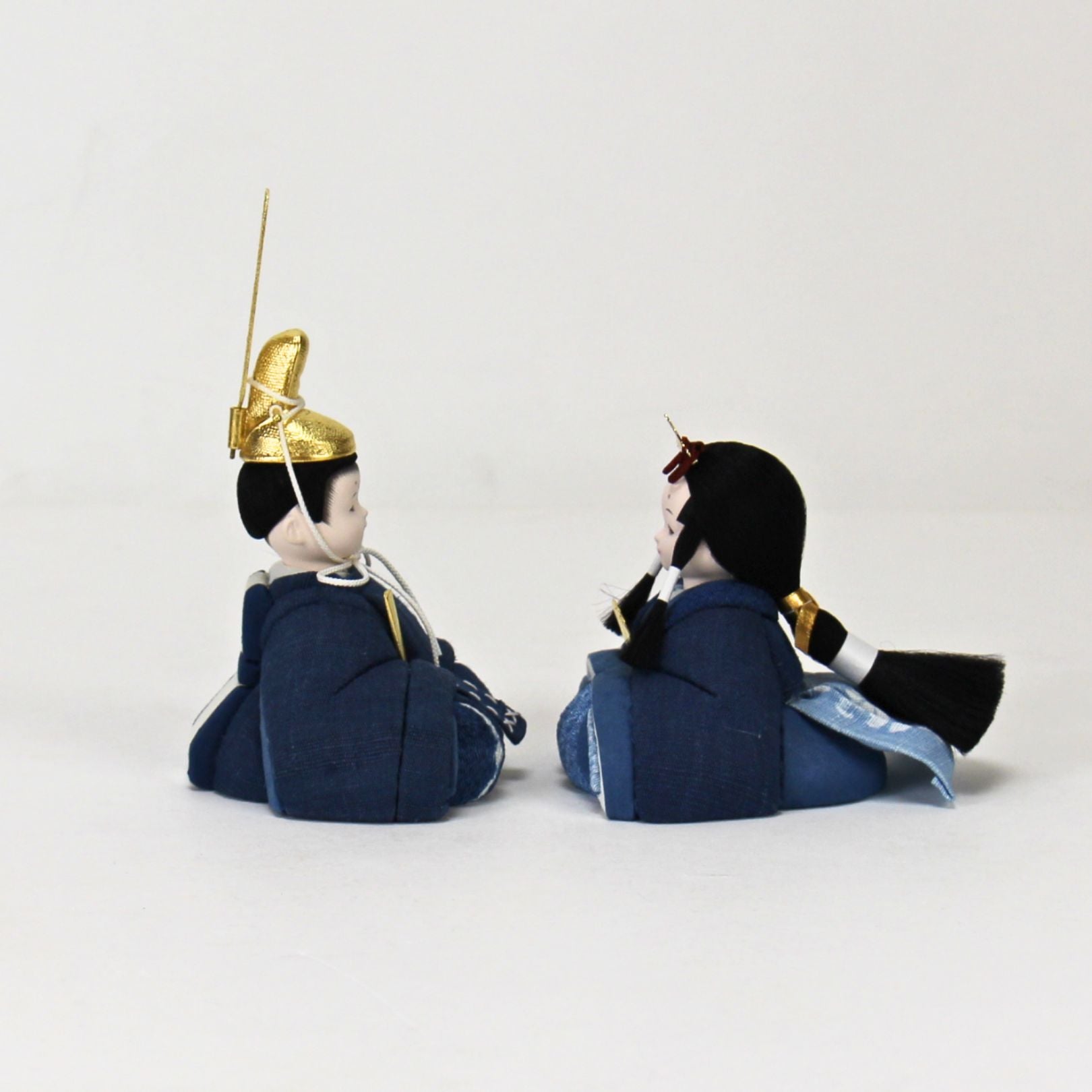 雛人形セット 藍染 | 藍染づくし 金箔仕様 | 丸型黒塗り台 | 工房 縫nui【26/1/10以降順次配送】