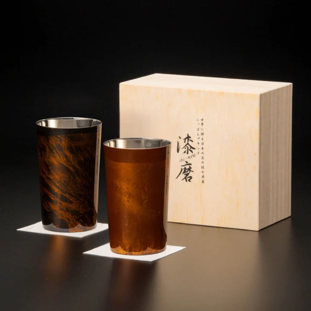 山中塗 カップ | 白檀 ハイボール | 二重構造 黒×赤セット | ウチキ