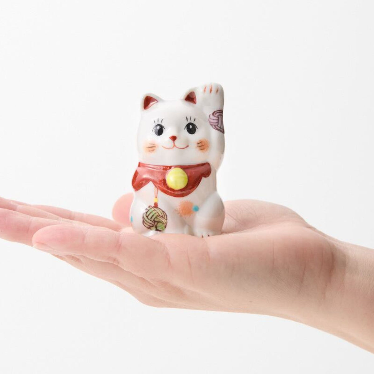九谷焼 置物 | ミニ招き猫 水引-結- ペアセット | 赤/黒 | 虚空蔵窯