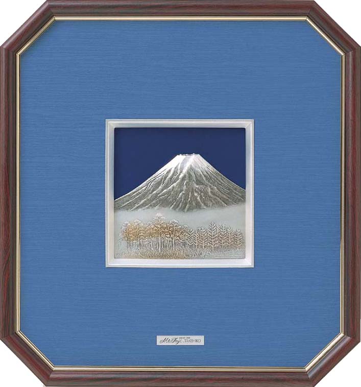 東京銀器 額 | 純銀 富士 | 木製八角フレーム 5・6・7号 | 関工芸