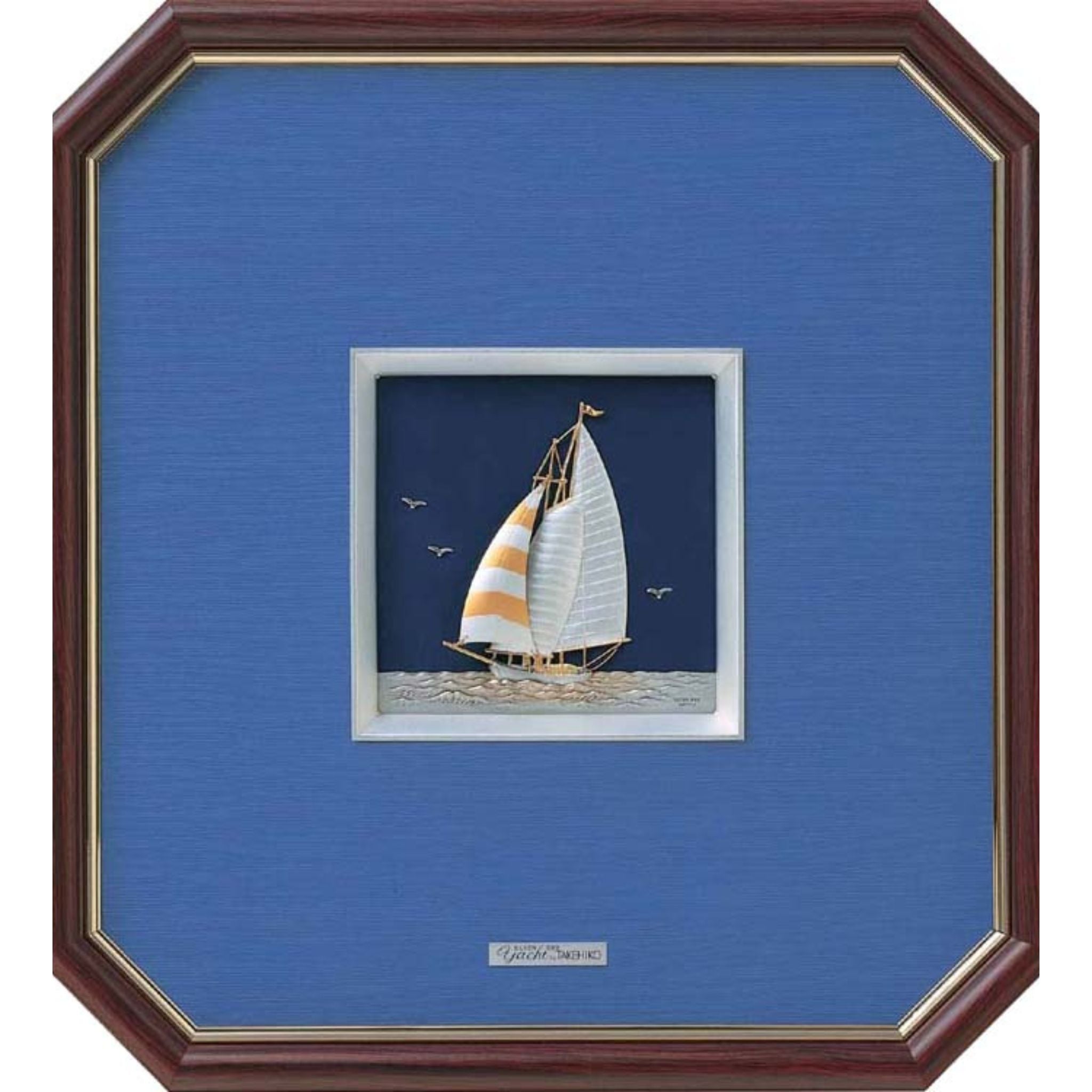 東京銀器 額 | 純銀 ヨット | 木製八角フレーム 5・6号 | 関工芸