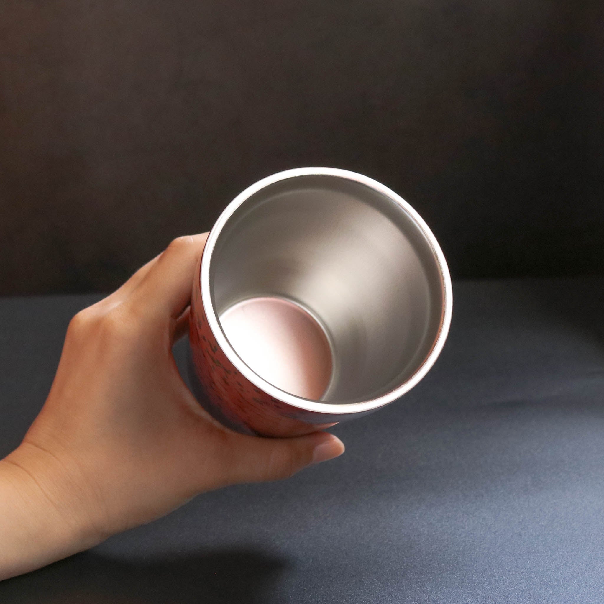 津軽塗 | 二重構造 ステンレスカップ | 唐塗 桃 | 小林漆器