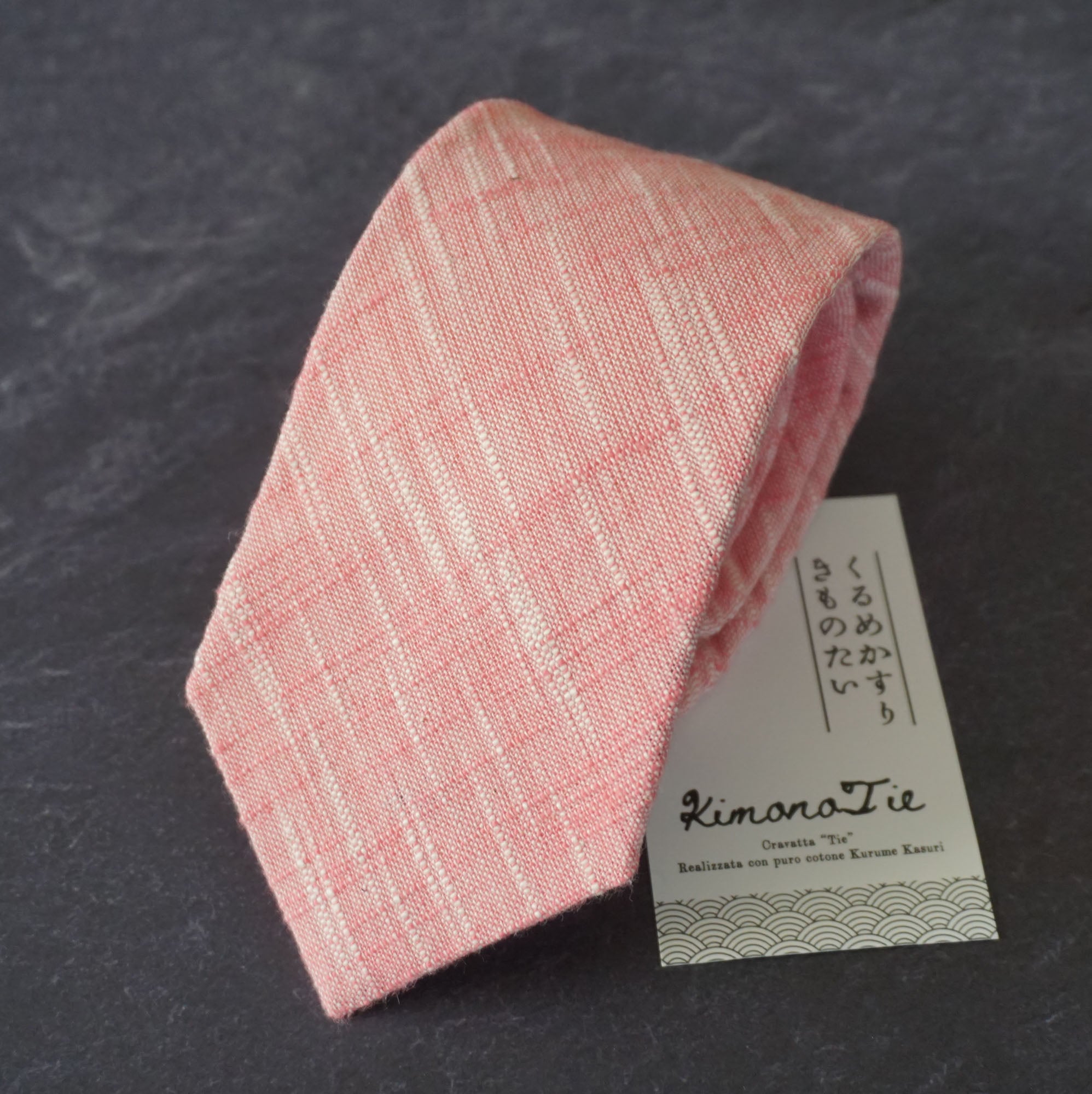 久留米絣 ネクタイ | 無地スラブ | 薄桃 | Kimonissimo