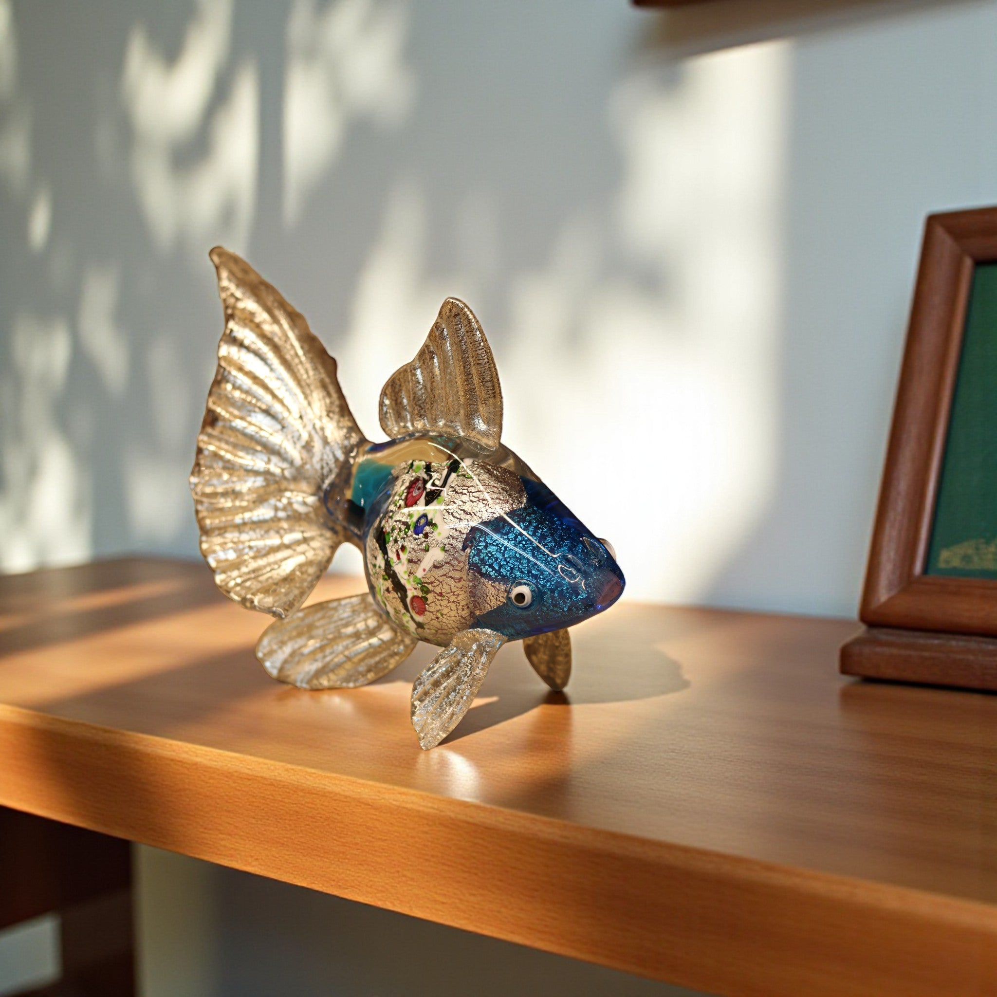 綾ガラス | 金魚 金彩象嵌 光琳 | オーシャンブルー | グラスアート黒木