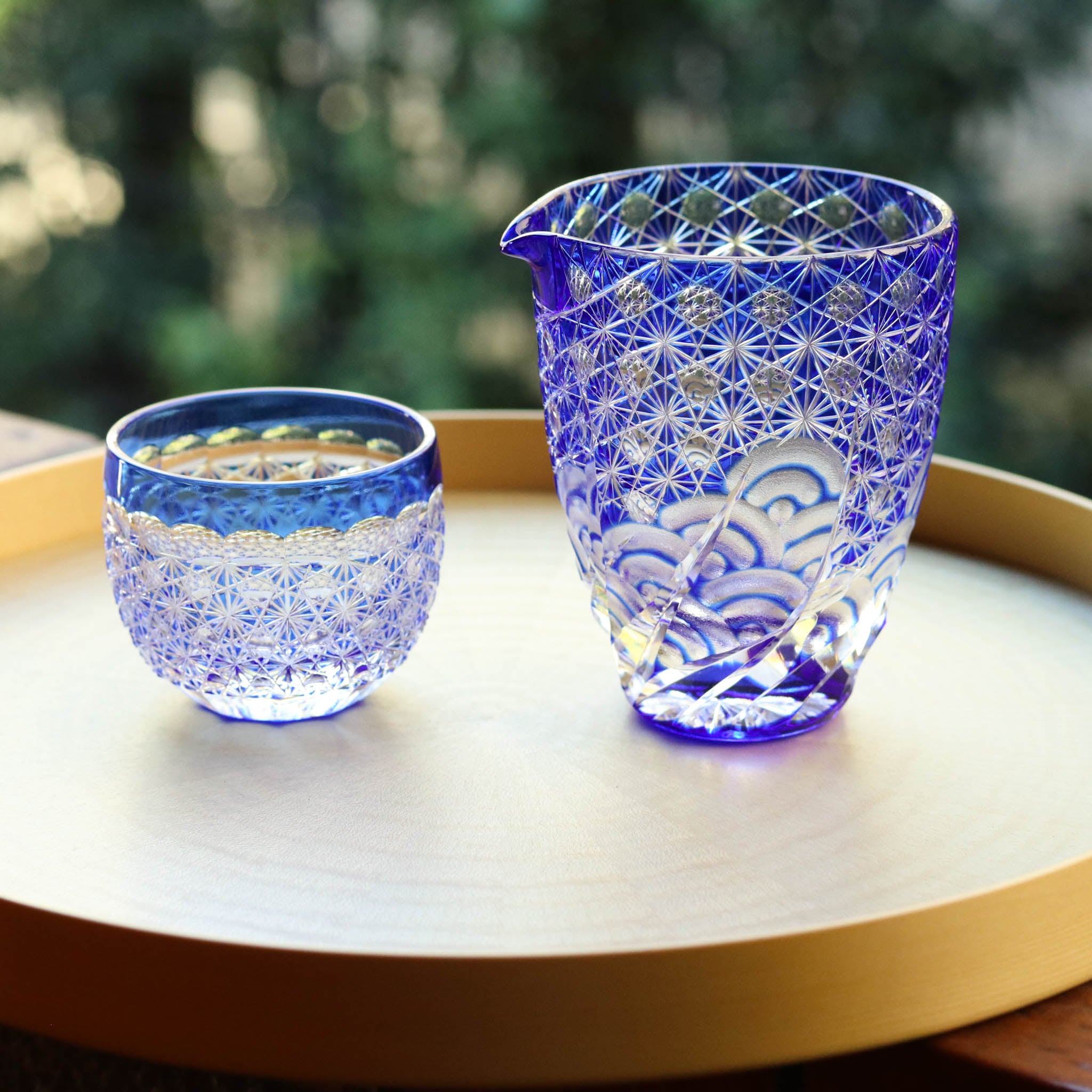 江戸切子 片口|漣|瑠璃|山田硝子