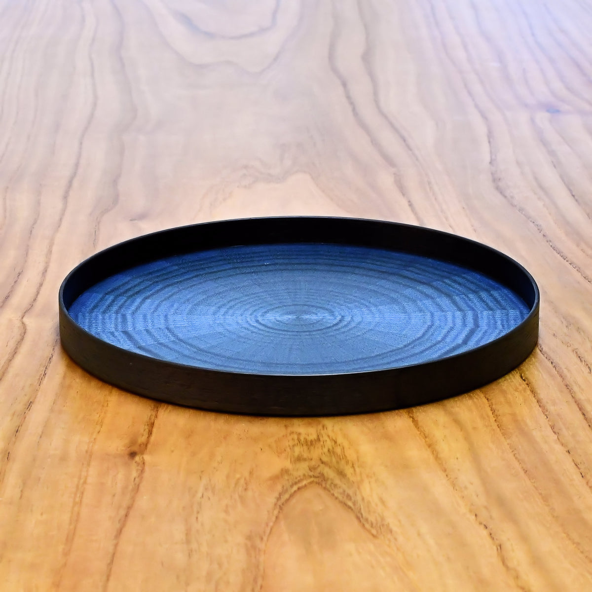 お盆 トレイ | Round Rays Tray (丸) S φ280 | ホワイトシカモア 藍染 | 森工芸