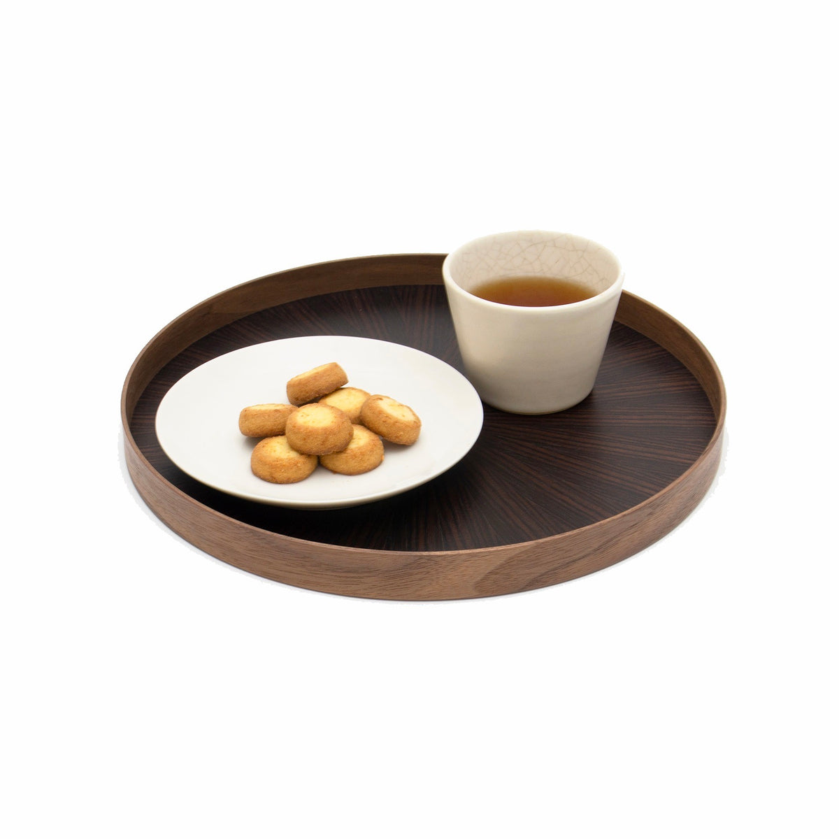 お盆 トレイ | Round Rays Tray (丸) S φ280 | 黒檀 | 森工芸