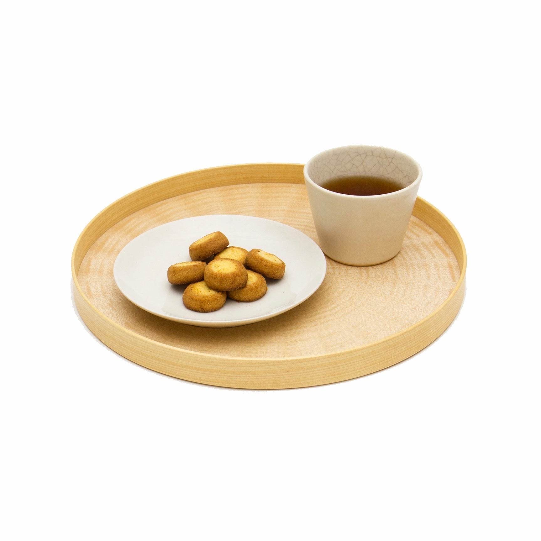 お盆 トレイ | Round Rays Tray (丸) S φ280 | ホワイトシカモア | 森工芸