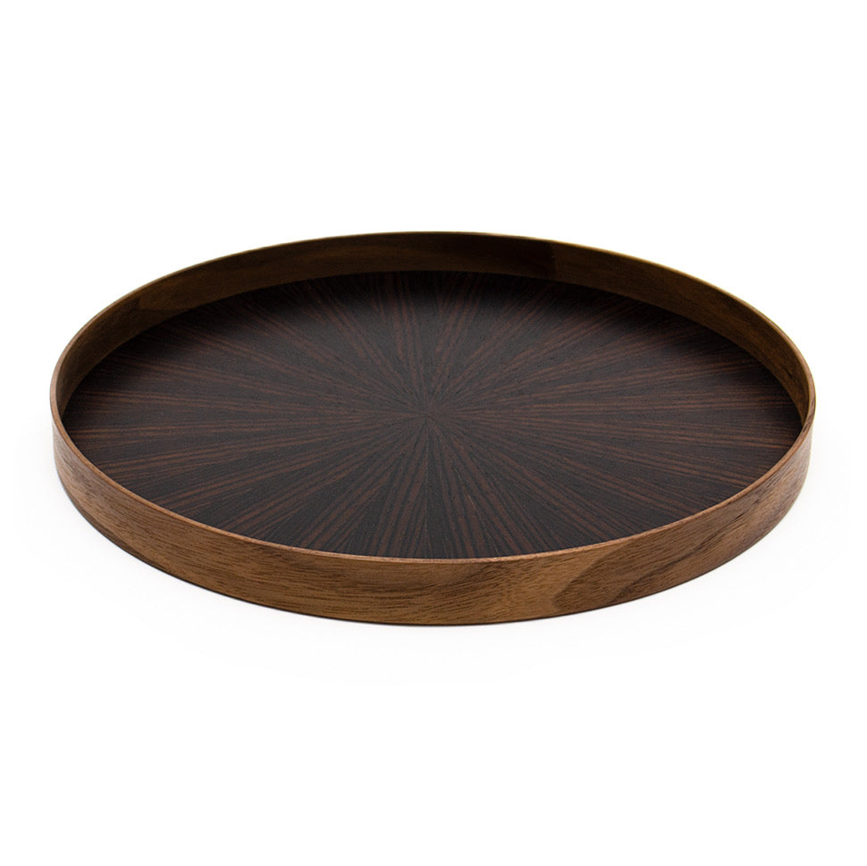 お盆 トレイ | Round Rays Tray (丸) S φ280 | 黒檀 | 森工芸