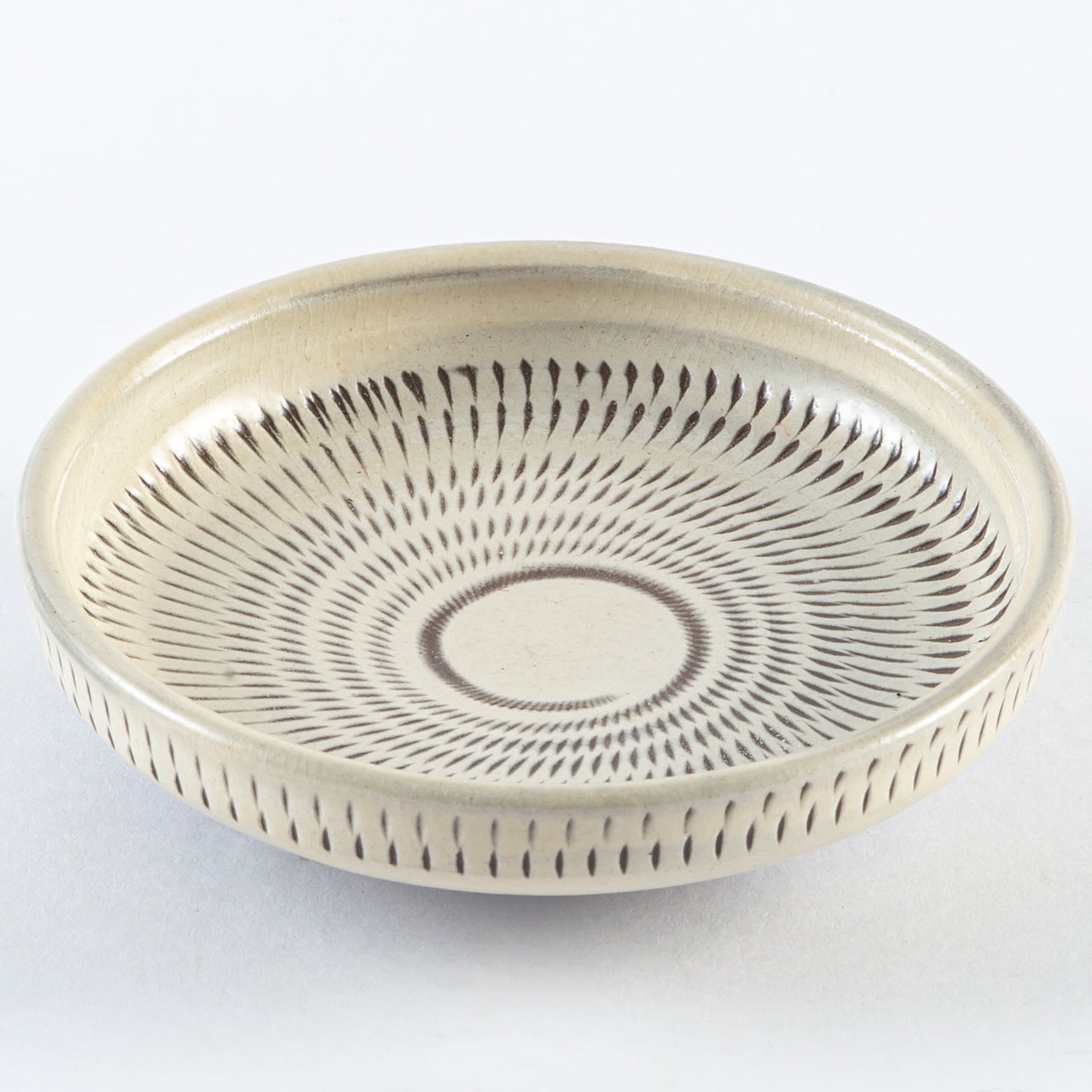 小鹿田焼 | 切立皿12cm | 飛び鉋 | 白 うす青 | 小袋定雄窯(2枚組)