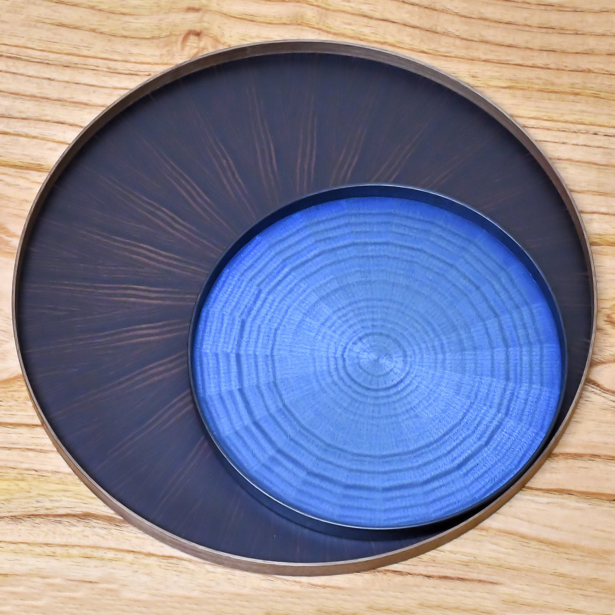 お盆 トレイ | Round Rays Tray (丸) S φ280 | 黒檀 | 森工芸