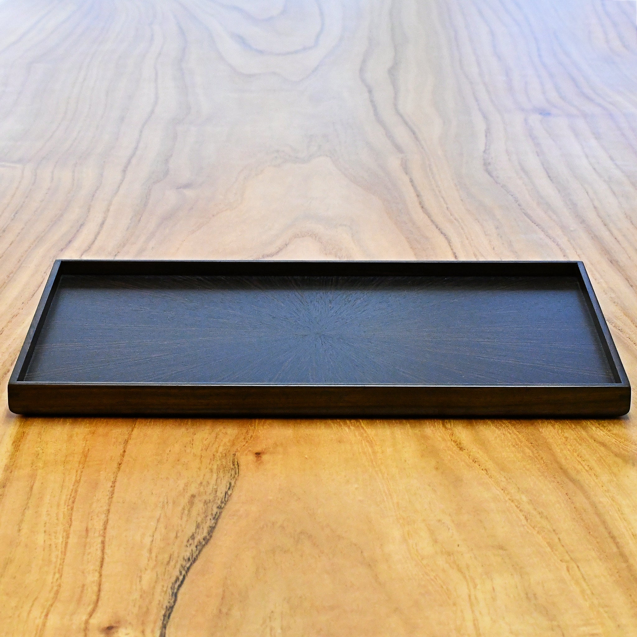 お盆 トレイ | Rectangle Rays Tray (四角) | 黒檀 | 森工芸