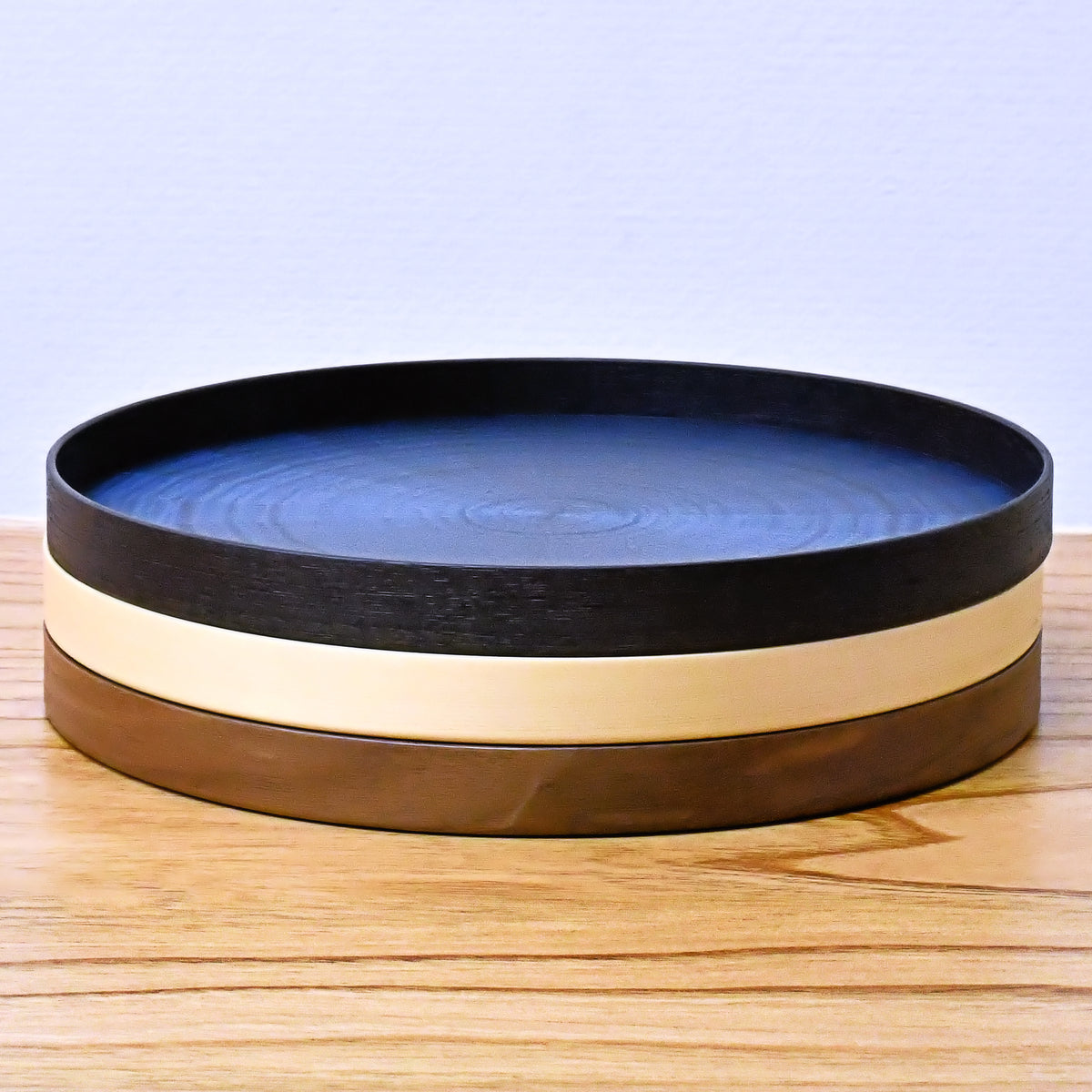 お盆 トレイ | Round Rays Tray (丸) L φ440 | 黒檀 | 森工芸