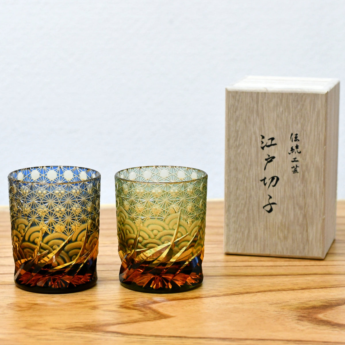 江戸切子 オールドグラス | 漣 ミニ | 琥珀 瑠璃 | 山田硝子