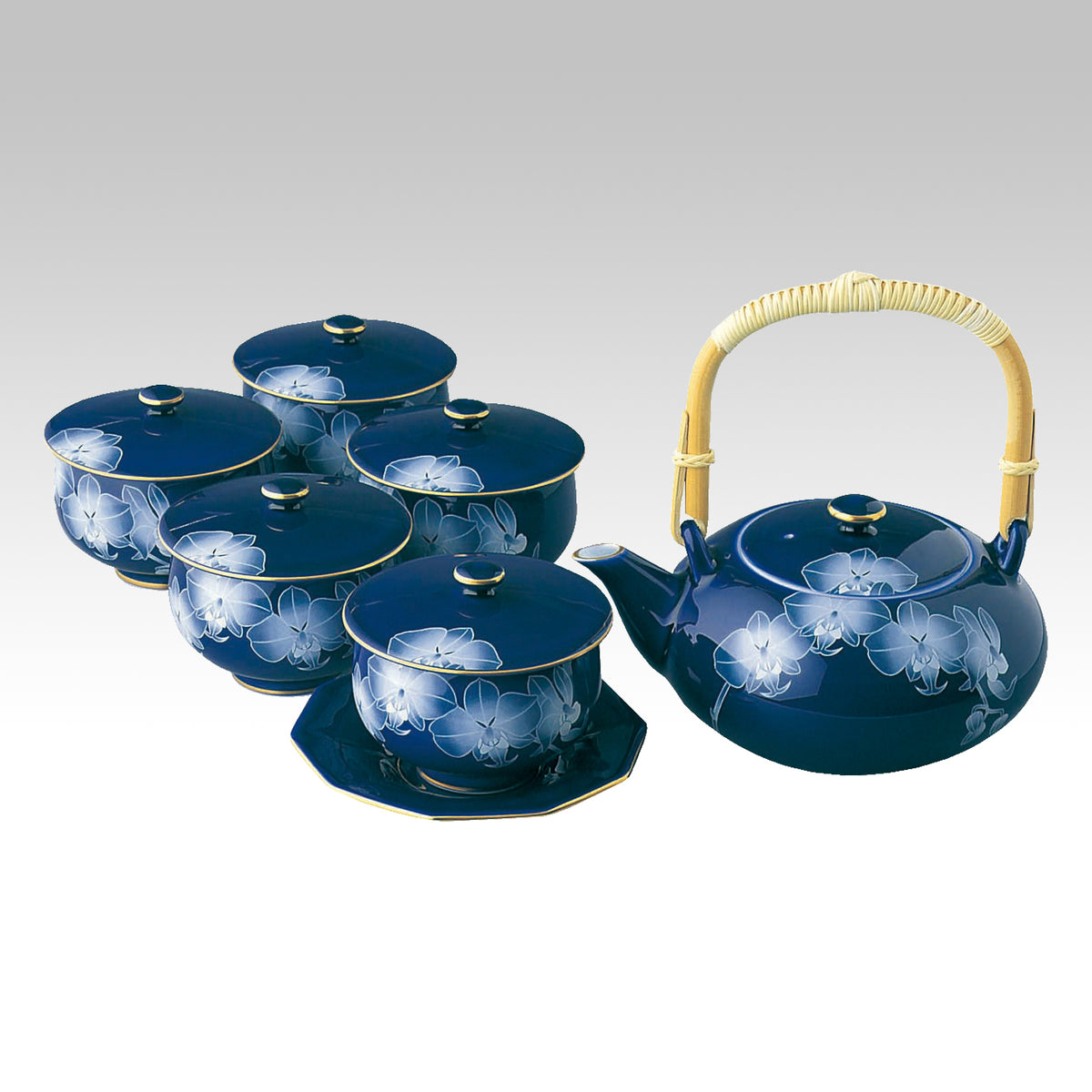 有田焼 茶器 | ルリ胡蝶蘭 | 茶器セット | 香蘭社