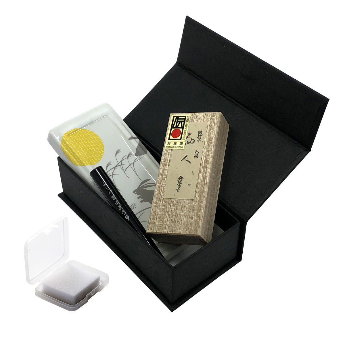 ポータブル書道セット | 花陶硯 プチ硯セット(月うさぎ) | よしだ書道具店