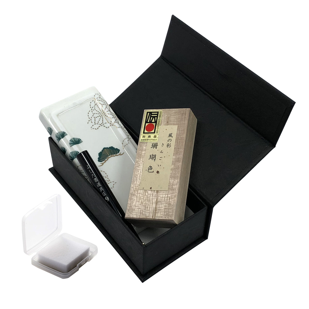 ポータブル書道セット | 花陶硯 プチ硯セット(松) | よしだ書道具店