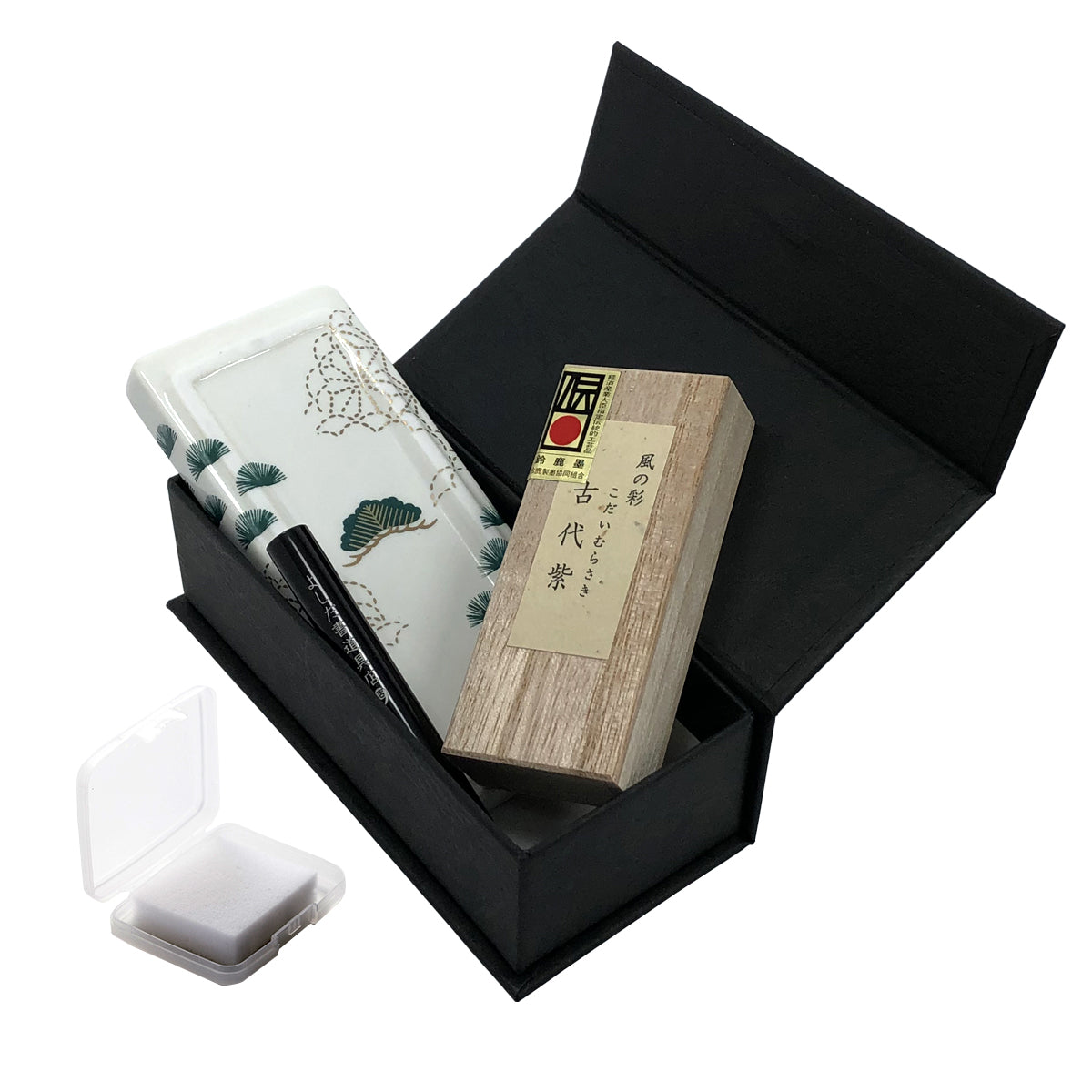 ポータブル書道セット | 花陶硯 プチ硯セット(松) | よしだ書道具店