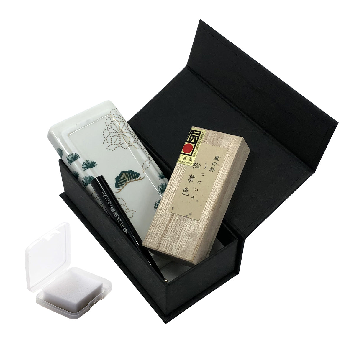 ポータブル書道セット | 花陶硯 プチ硯セット(松) | よしだ書道具店