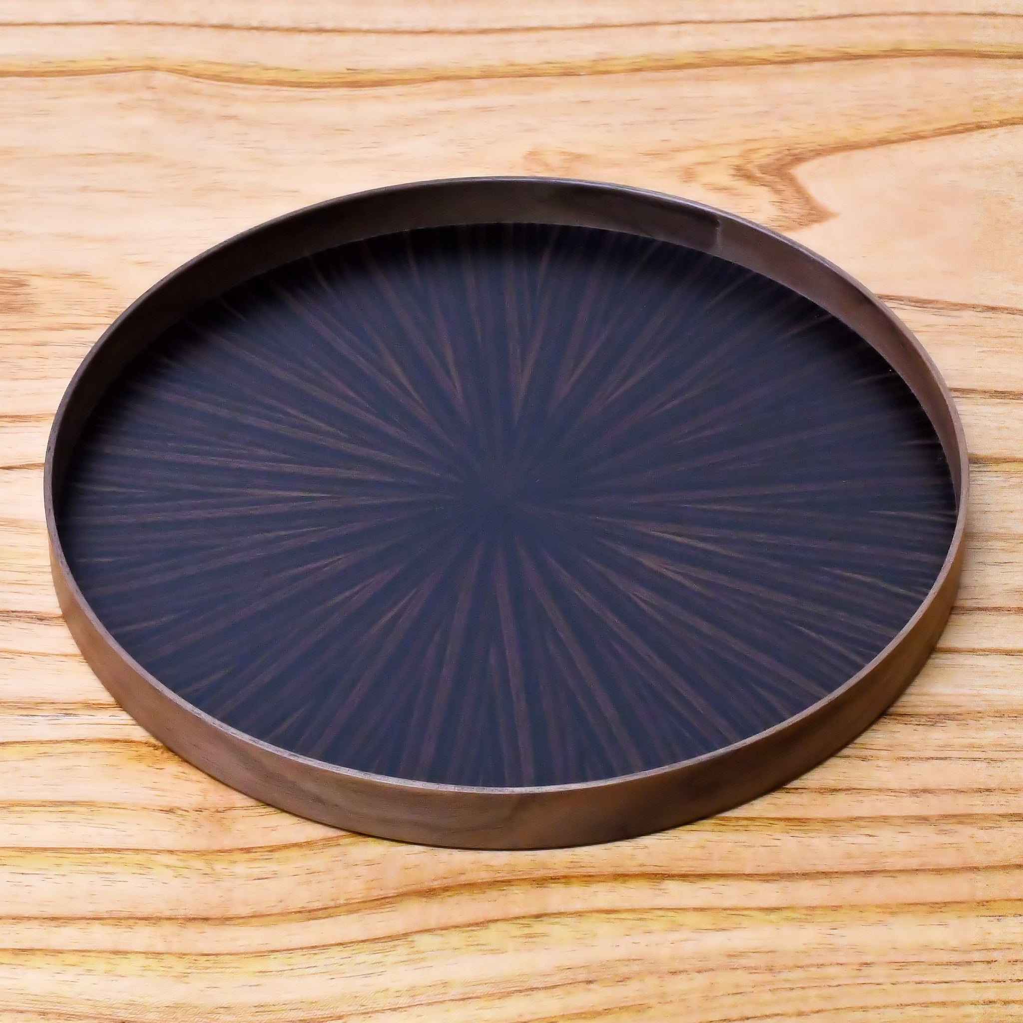 お盆 トレイ | Round Rays Tray (丸) S φ280 | 黒檀 | 森工芸