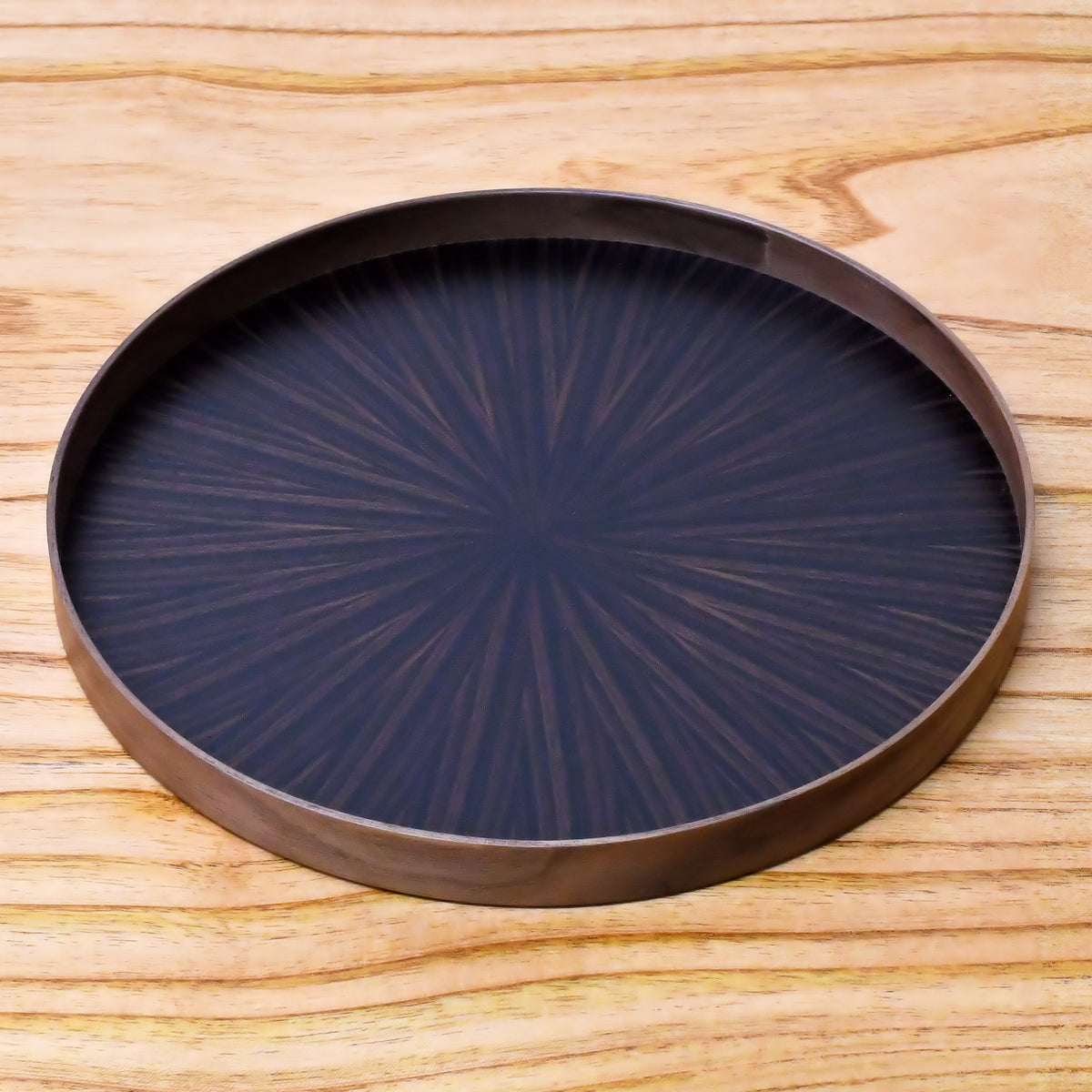 お盆 トレイ | Round Rays Tray (丸) S φ280 | 黒檀 | 森工芸