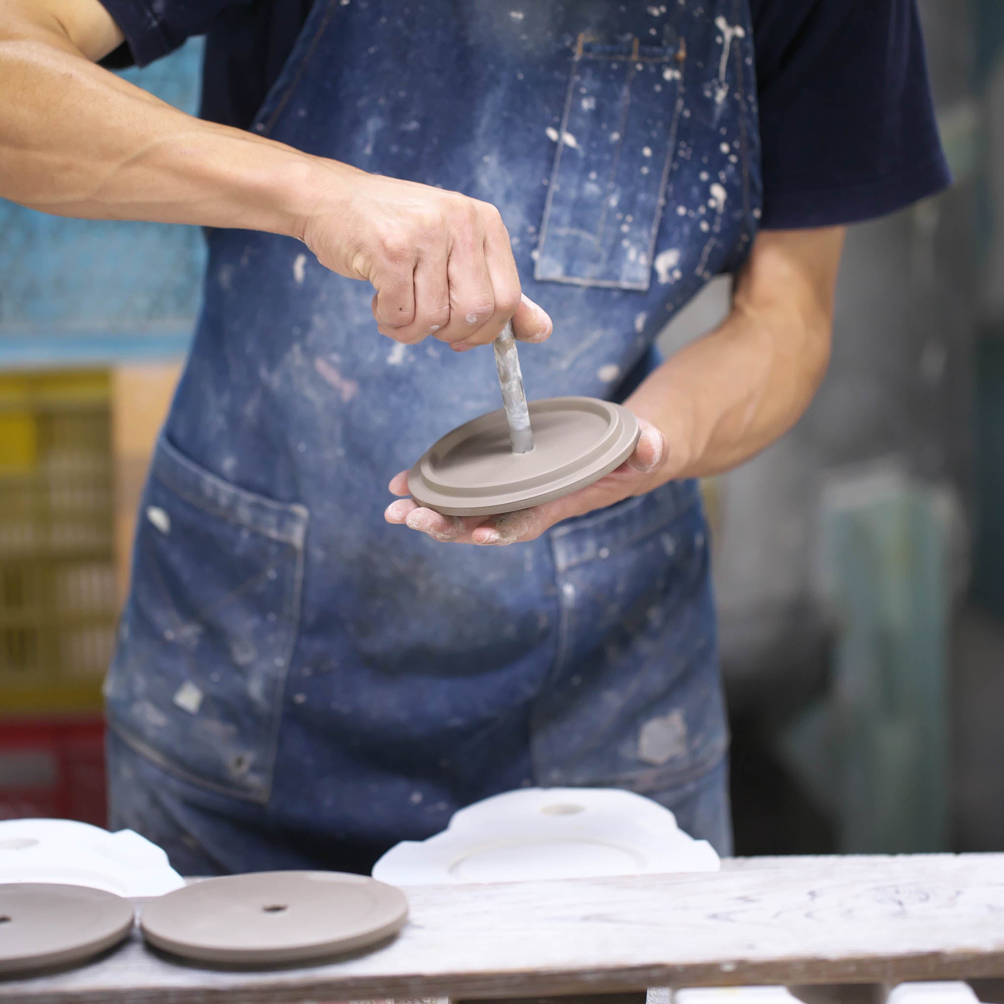 美濃焼 時計 | 2WAY TILE WOOD CLOCK | 乳白釉 WZ-01 | SUGY