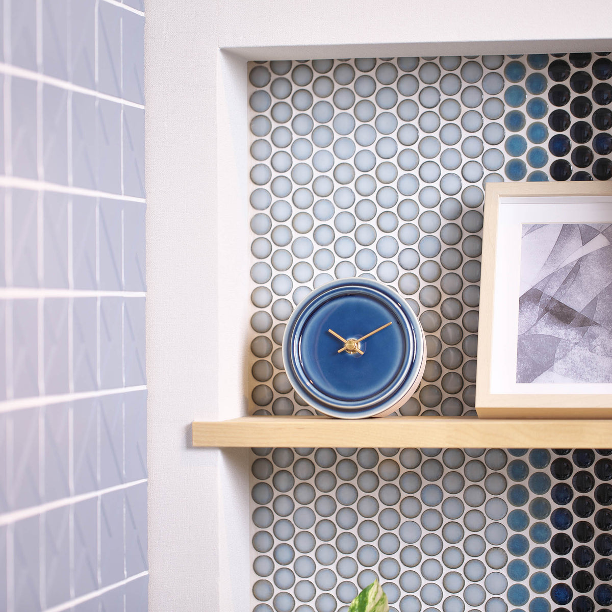 美濃焼 時計 | 2WAY TILE WOOD CLOCK | ペールイエロー WP-14 | SUGY