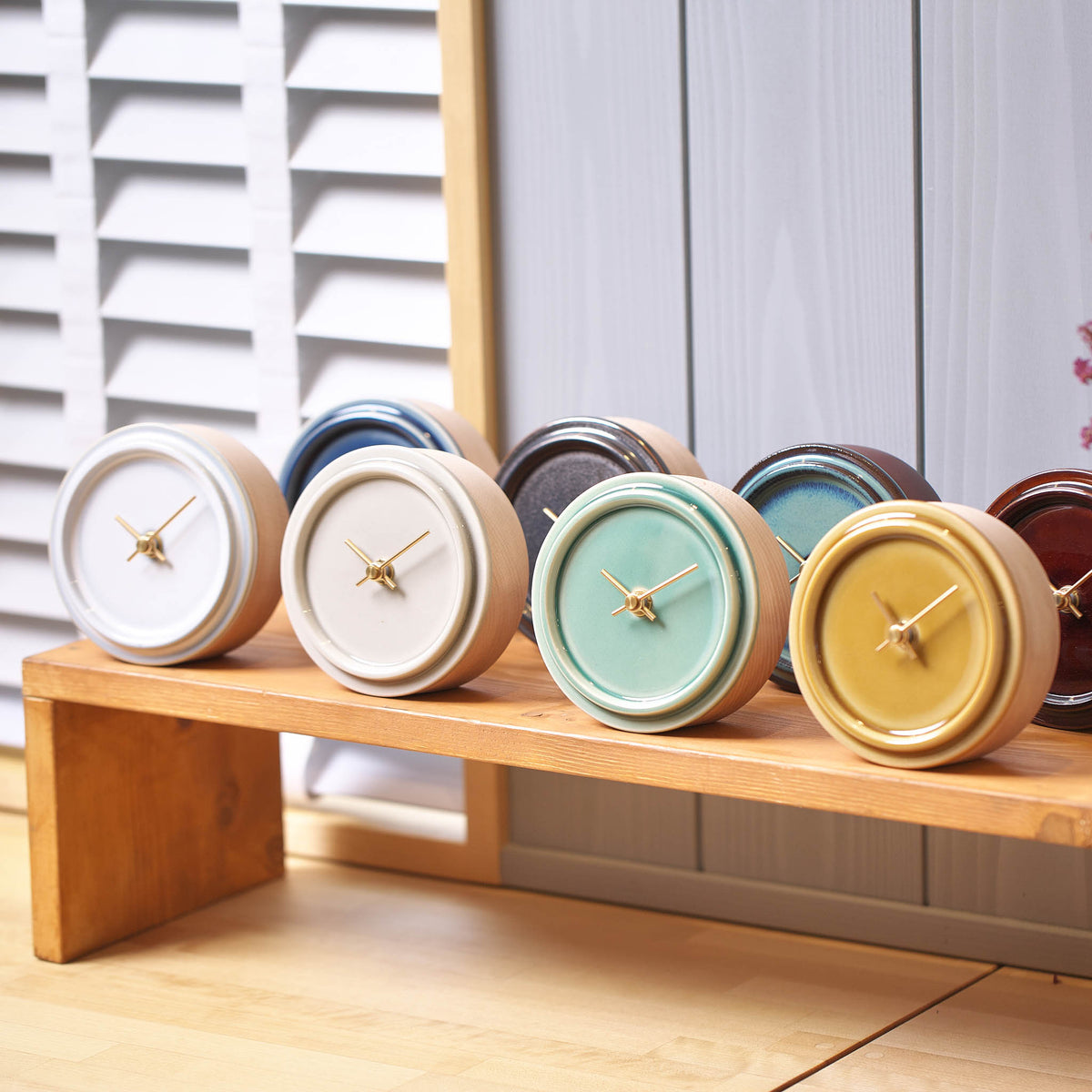 美濃焼 時計 | 2WAY TILE WOOD CLOCK | ペールグリーン WP-13 | SUGY