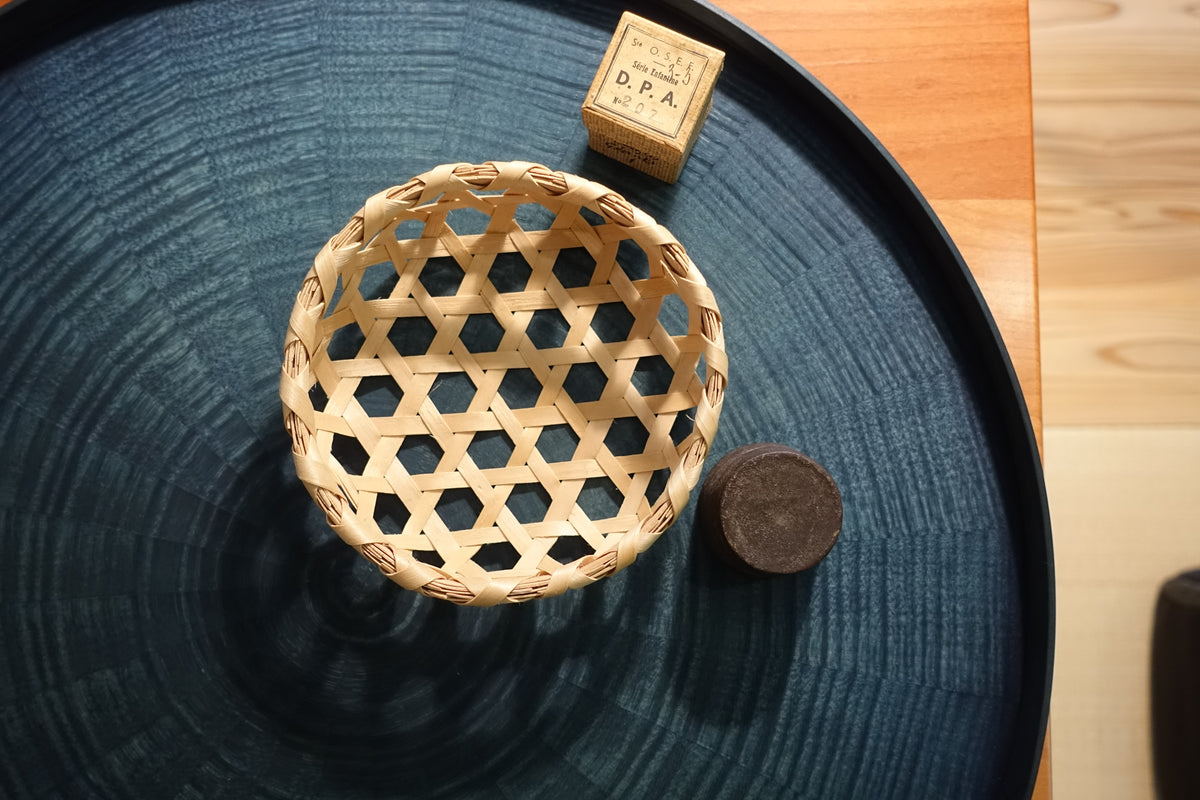 お盆 トレイ | Round Rays Tray (丸) S φ280 | ホワイトシカモア 藍染 | 森工芸
