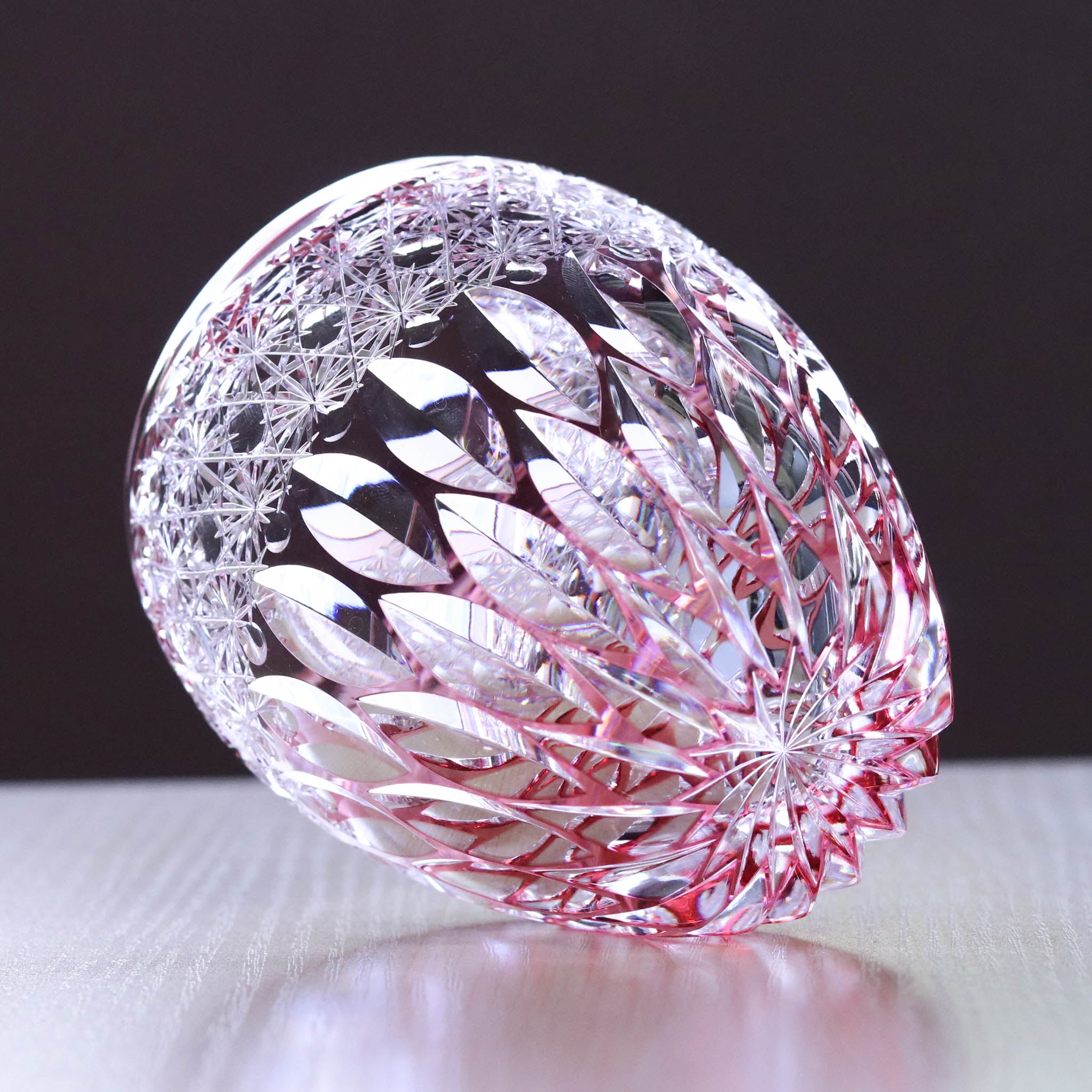 江戸切子 ロックグラス | 蓮華 | 金赤 | 東亜硝子工芸