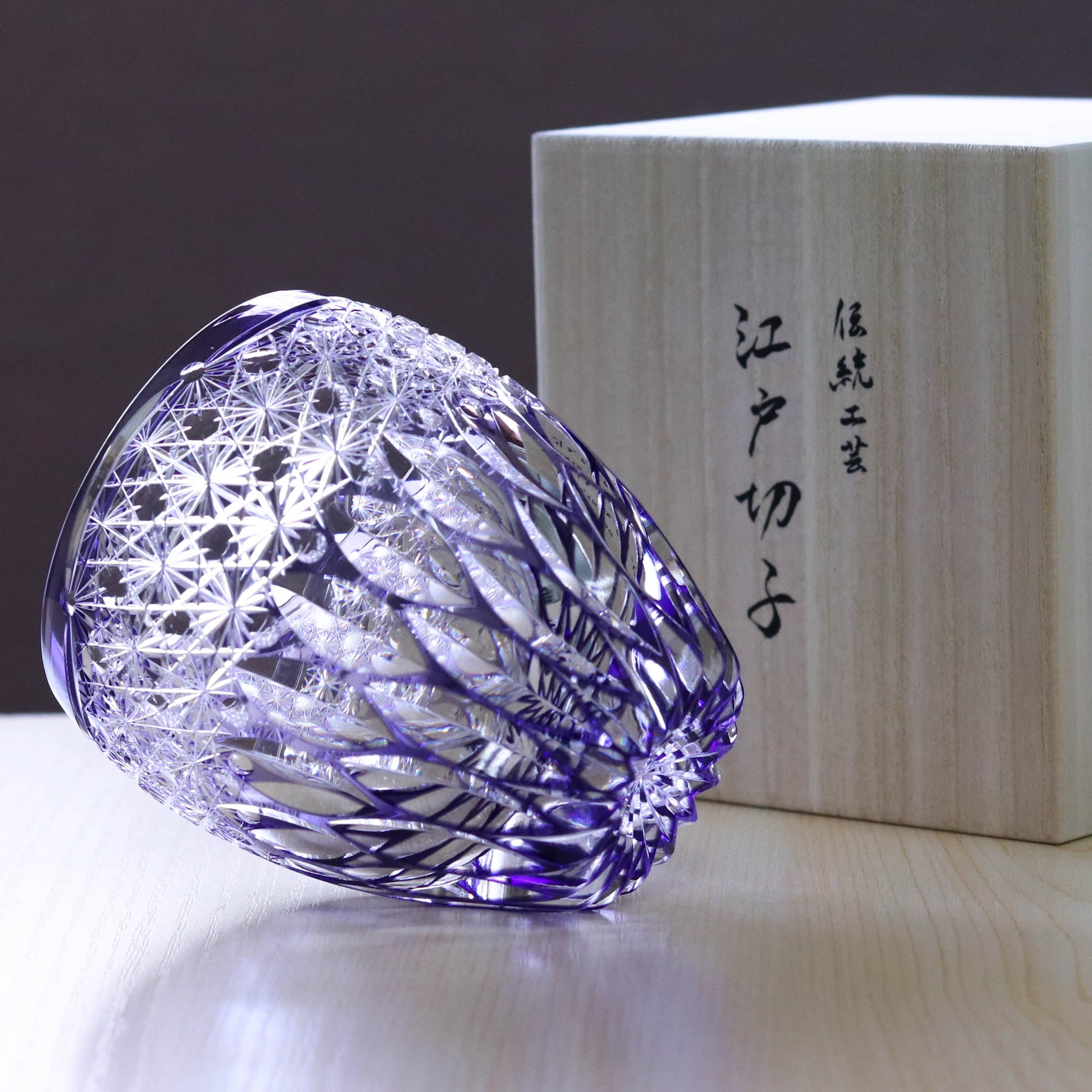 江戸切子 ロックグラス | 蓮華 | 紫 | 東亜硝子工芸