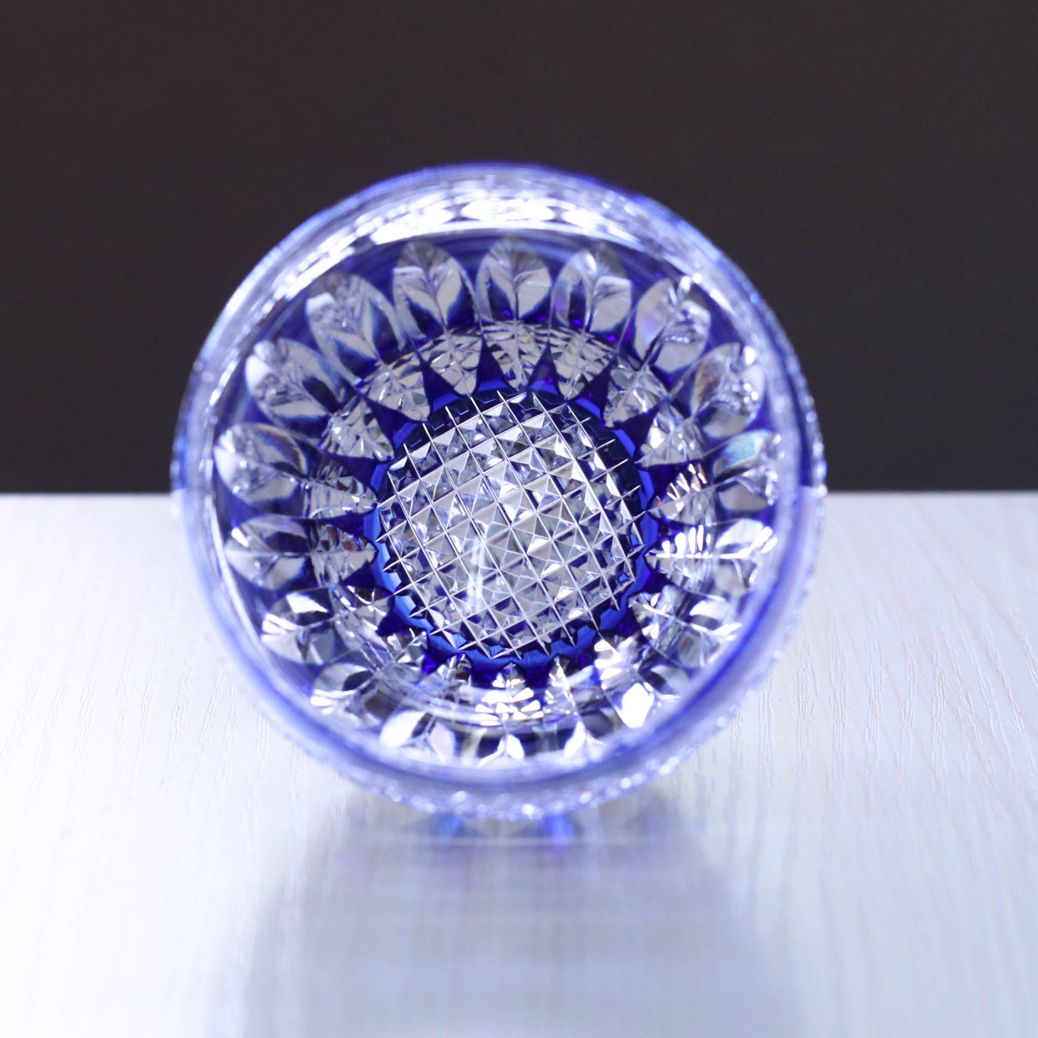 江戸切子 ロックグラス | 向日葵 | 青 | 東亜硝子工芸
