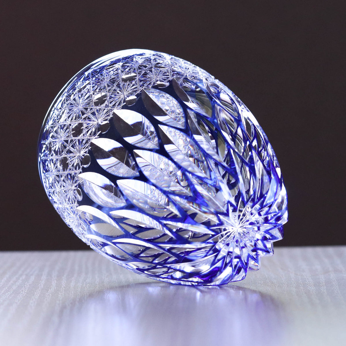 江戸切子 ロックグラス | 蓮華 | 青 | 東亜硝子工芸
