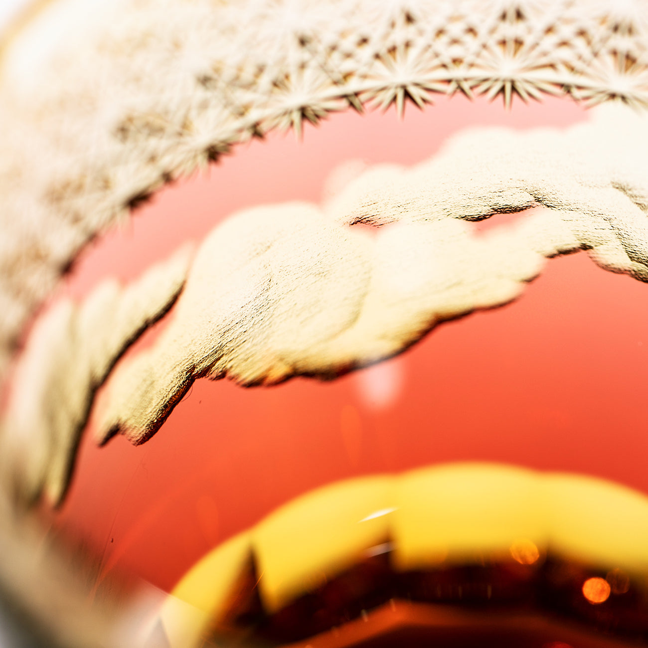 江戸切子 ロックグラス|山下白雨|琥珀 金赤|山田硝子