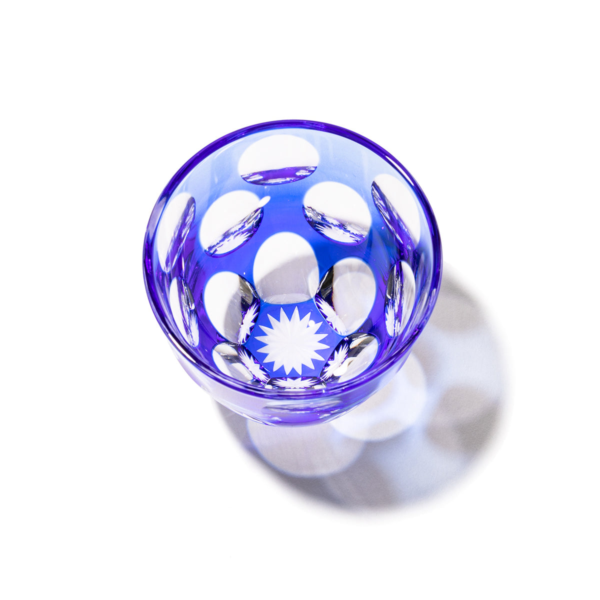 江戸切子 ぐいのみ|水玉万華鏡|瑠璃|山田硝子