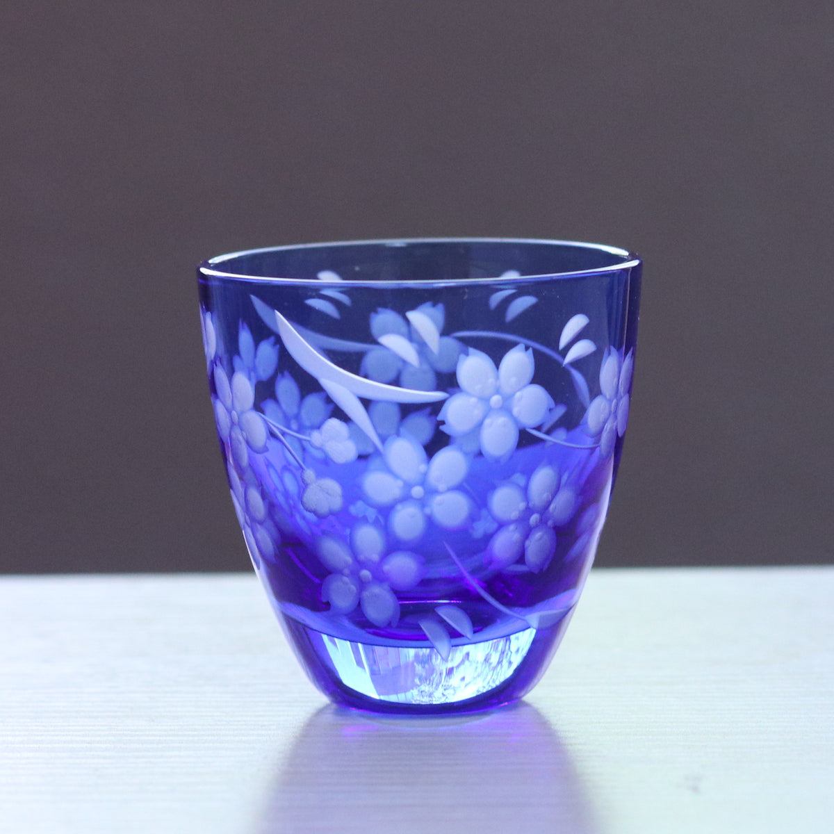 江戸切子 ぐいのみ|桜 - 花切子- |青藍|山田硝子