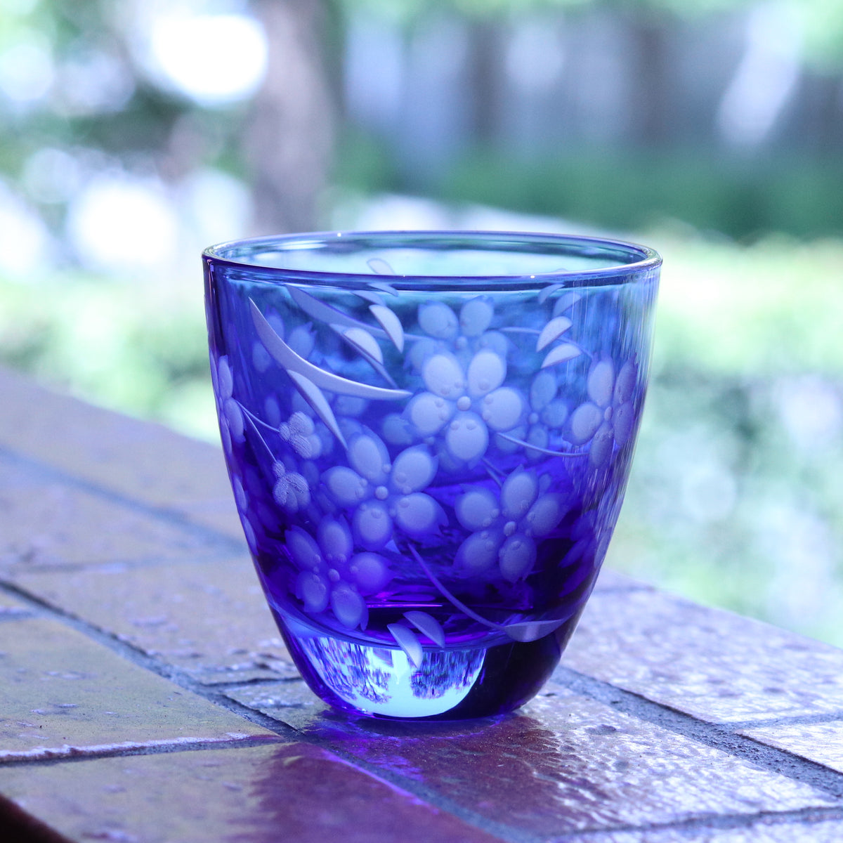 江戸切子 ぐいのみ|桜 - 花切子- |青藍|山田硝子