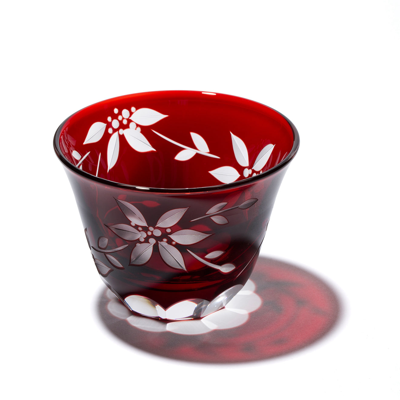 江戸切子 天開ぐい呑み|鉄線|赤|山田硝子