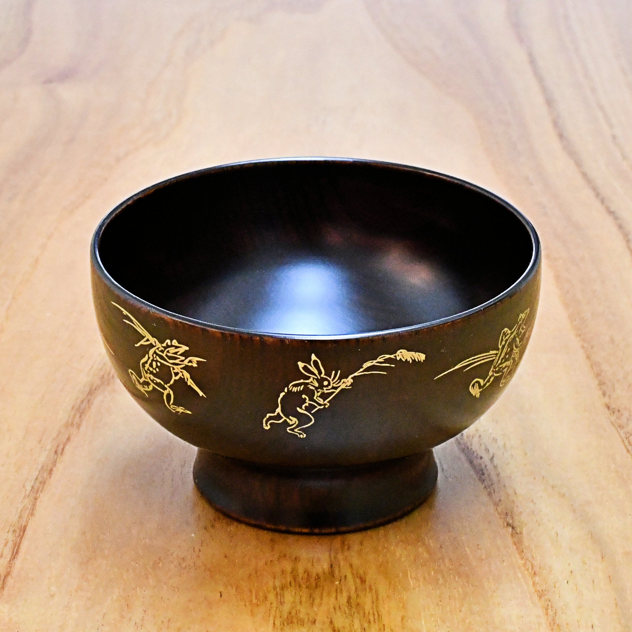 越前漆器 お椀 | 直右ヱ門 鳥獣戯画 | 内黒 | 土直漆器