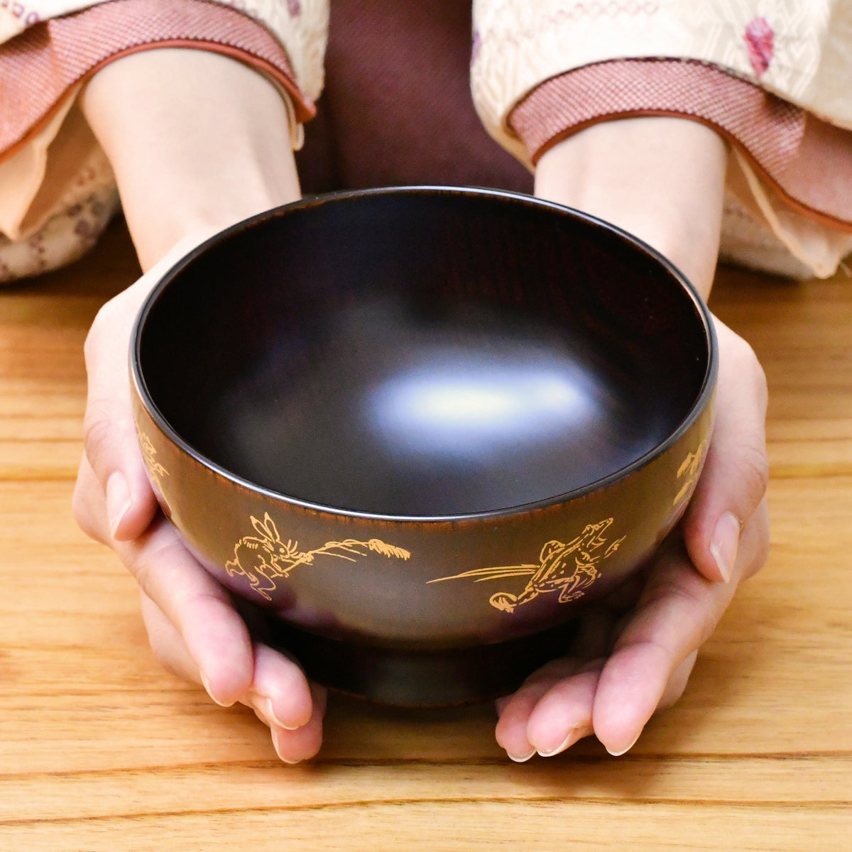 越前漆器 お椀 | 鳥獣戯画 | 内黒 | 土直漆器