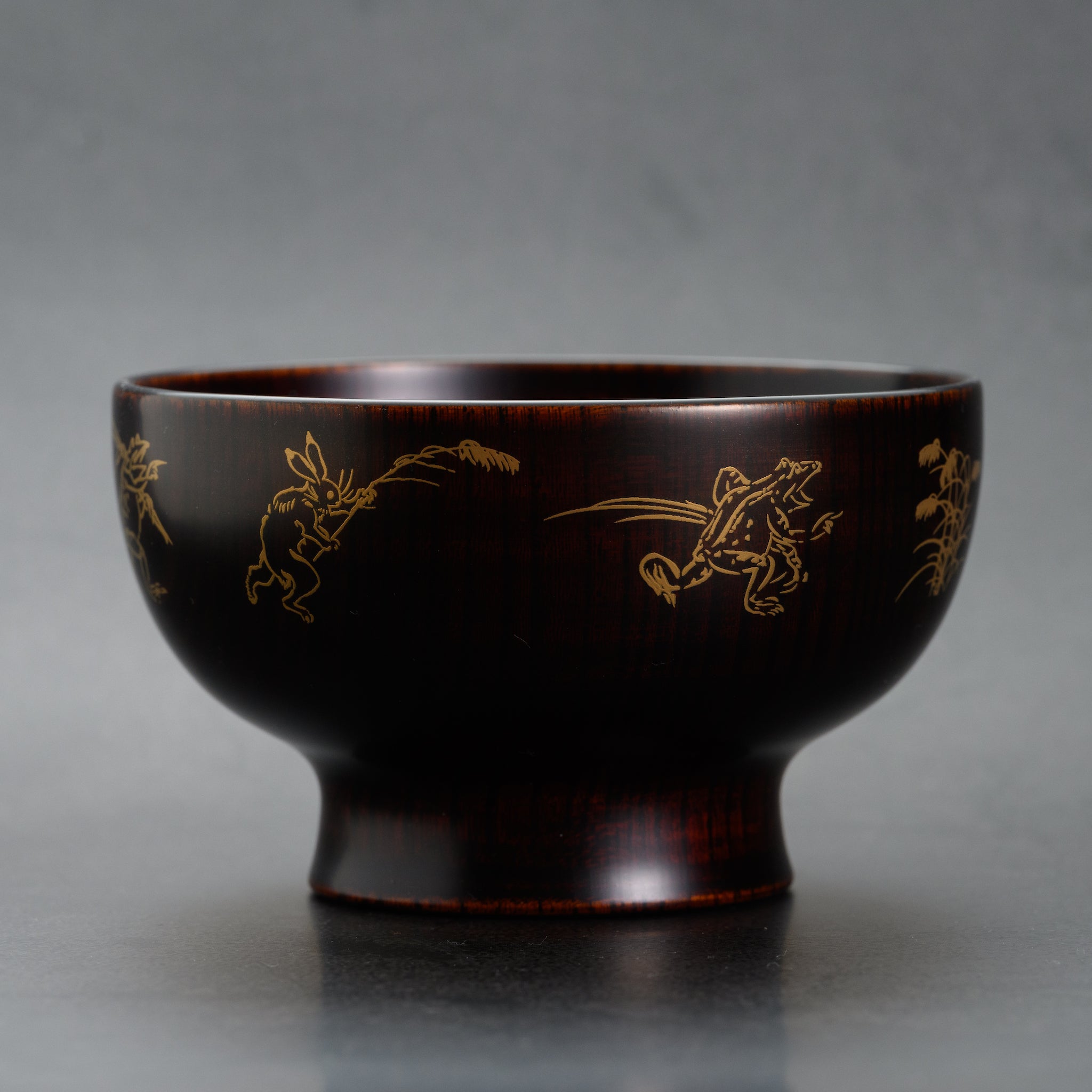 越前漆器 お椀 | 直右ヱ門 鳥獣戯画 | 内黒 | 土直漆器