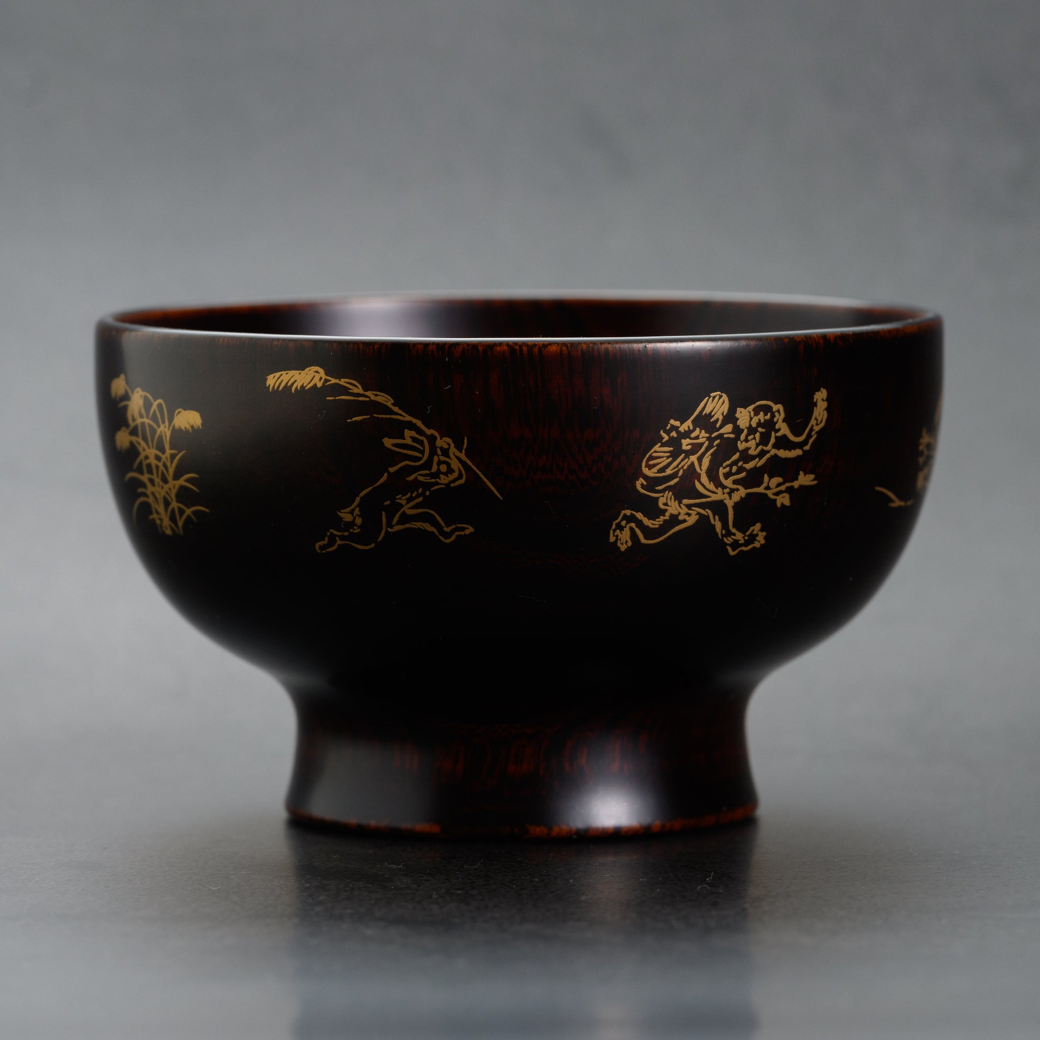 越前漆器 お椀 | 直右ヱ門 鳥獣戯画 | 内黒 | 土直漆器