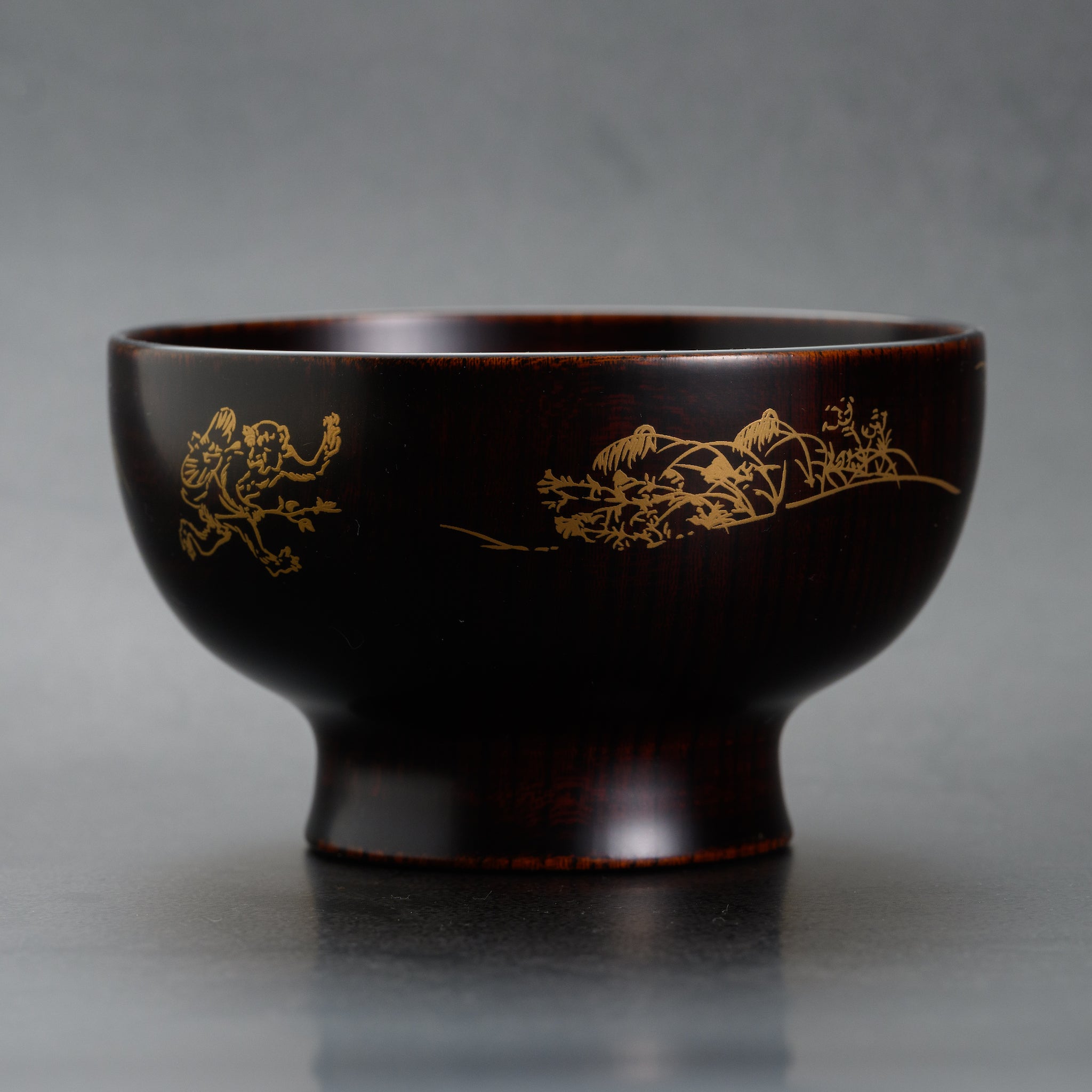 越前漆器 お椀 | 直右ヱ門 鳥獣戯画 | 内黒 | 土直漆器