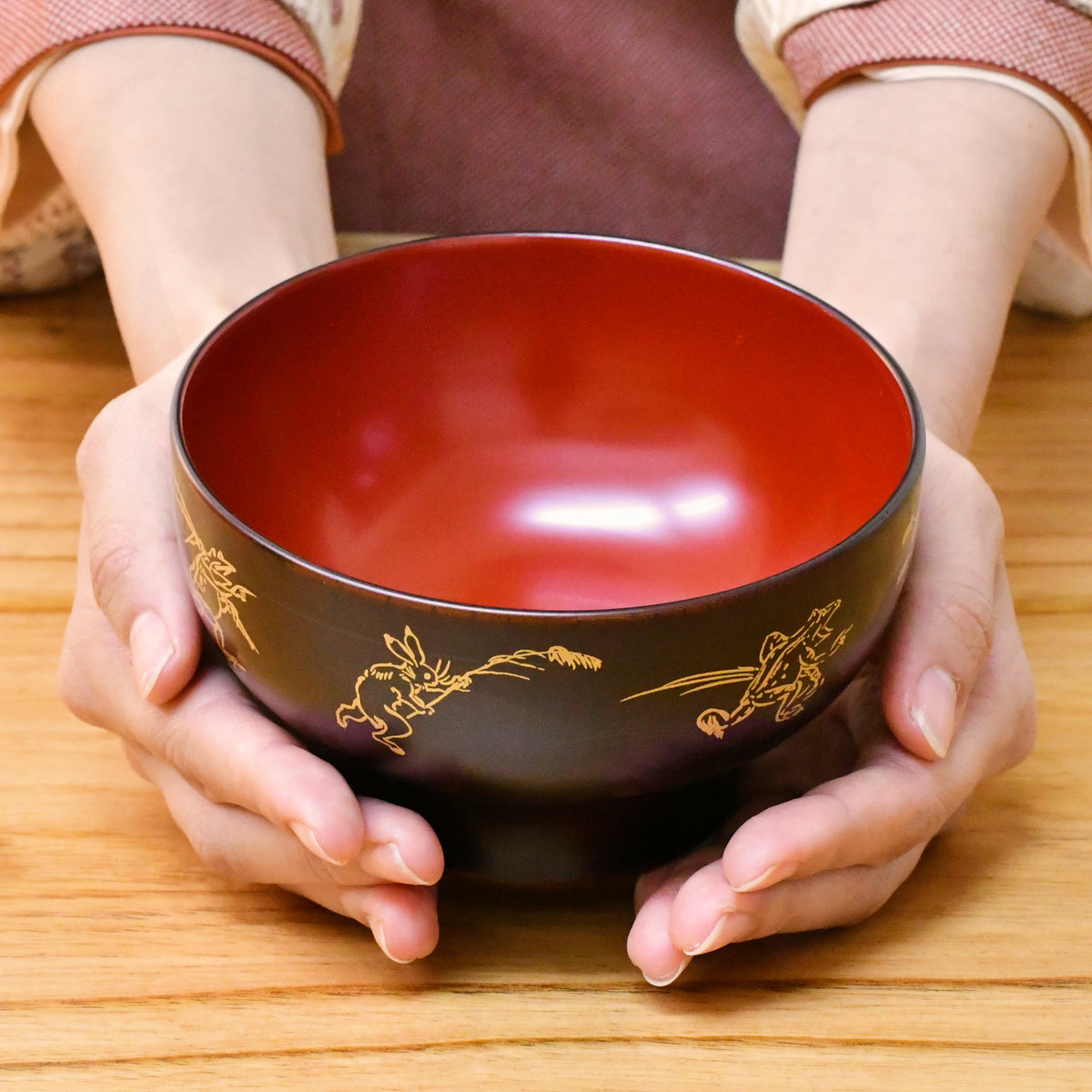 越前漆器 お椀 | 鳥獣戯画 | 内朱 | 土直漆器