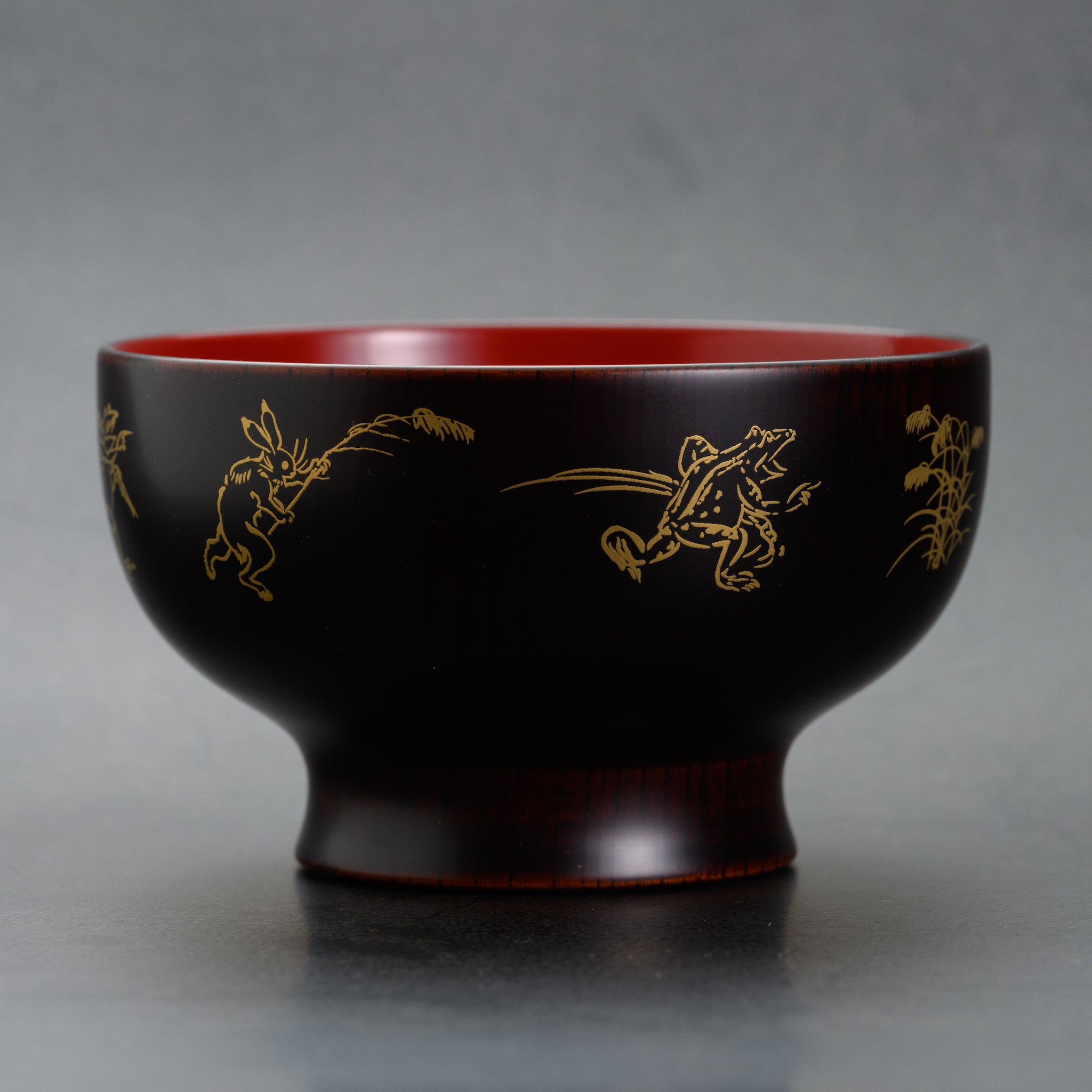 越前漆器 お椀 | 直右ヱ門 鳥獣戯画 | 内朱 | 土直漆器