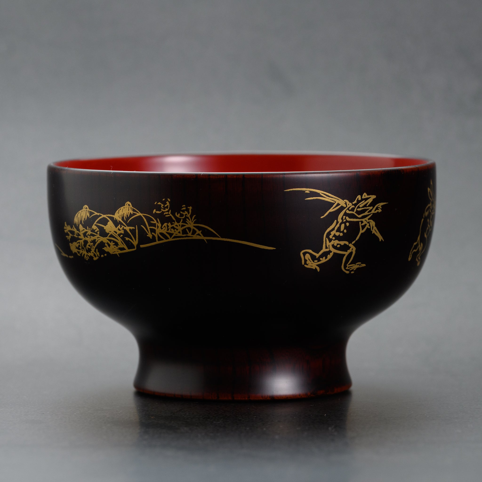 越前漆器 お椀 | 直右ヱ門 鳥獣戯画 | 内朱 | 土直漆器