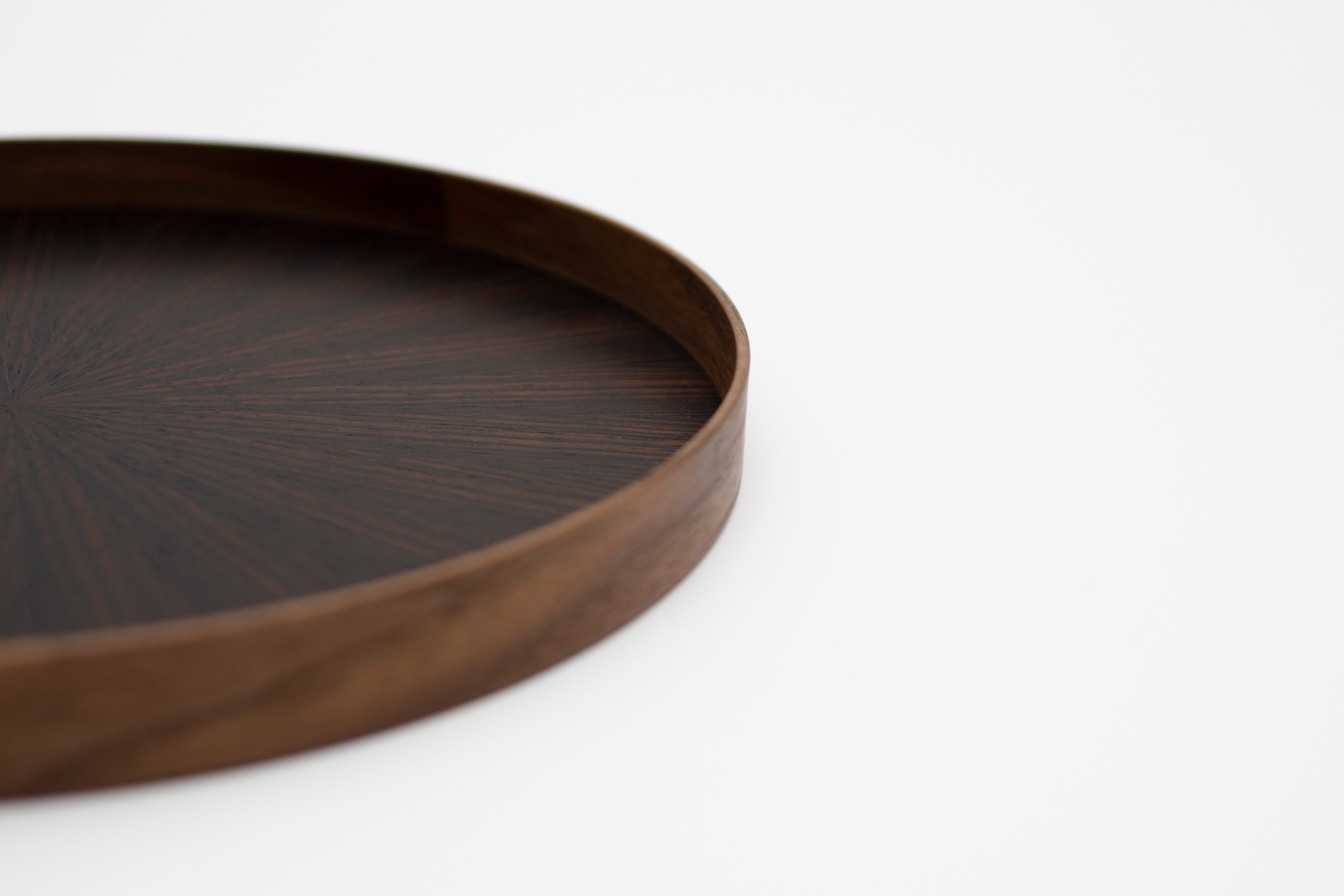 お盆 トレイ | Round Rays Tray (丸) S φ280 | 黒檀 | 森工芸